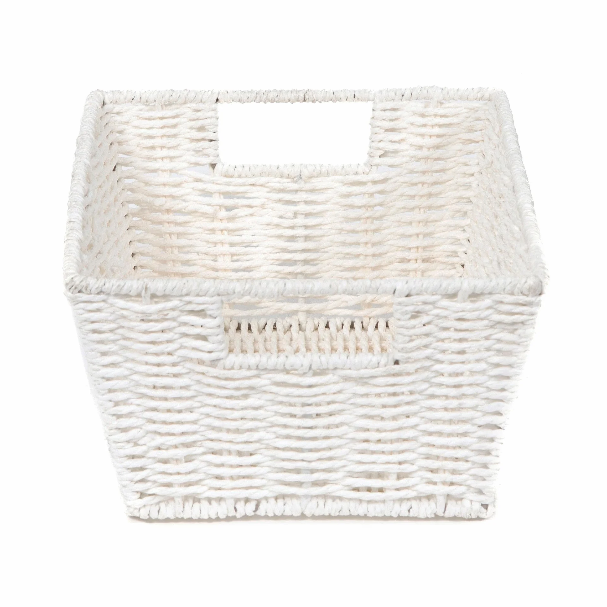 Compactor Etna Storage Basket, ręcznie pleciony kosz półkowy z papieru z 2 uchwytami, kosz na zabawki, organizator do biura i przechowywanie w łazience, metalowa ramka, kolor biały