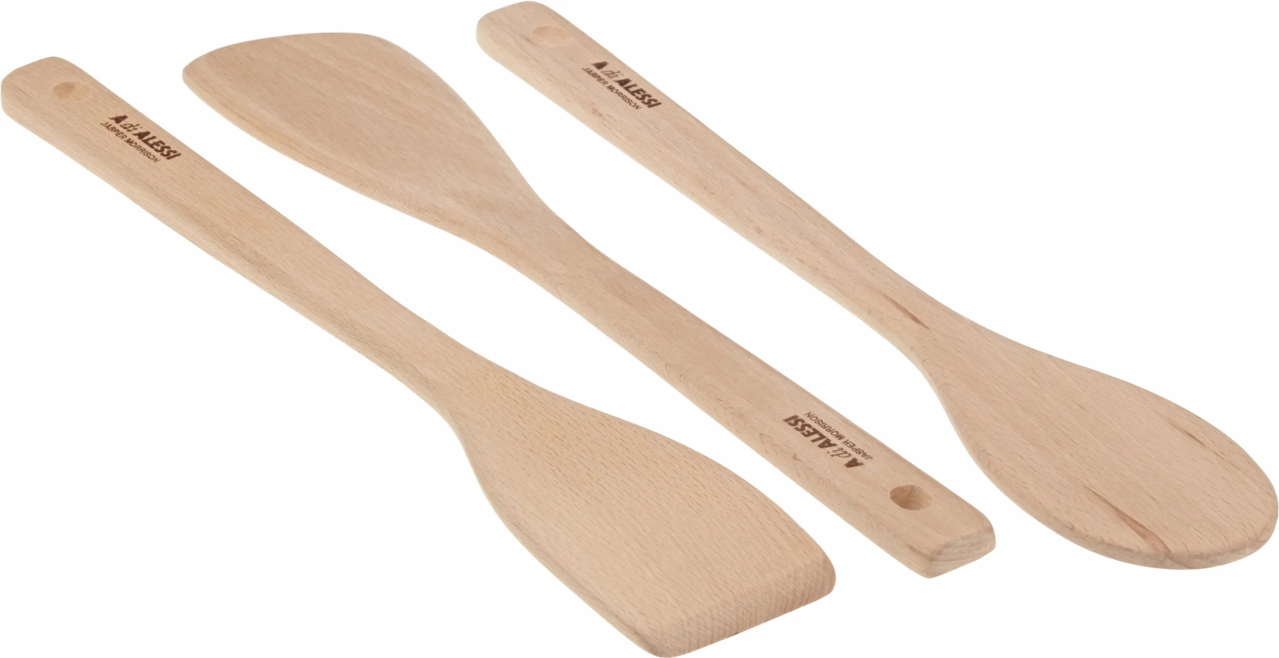 Alessi Garnki i patelnie AJM27SET - Zestaw drewnianych łyżek, skimmer i łopatki, 1 zestaw (3 sztuki)