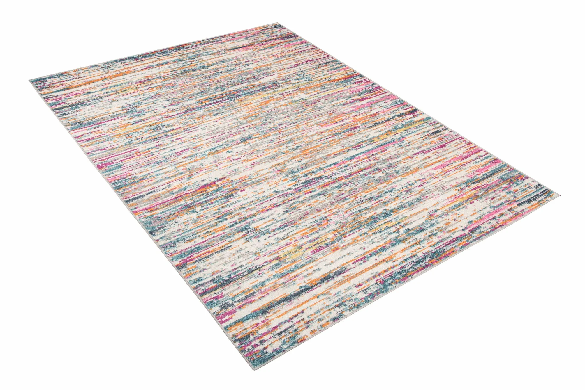 Tapiso Lazur dywan z krótkim włosiem, nowoczesny design, szary, niebieski, kremowy, pomarańczowy, różowy, rozmazywany paski, melanż, do salonu, sypialni, Ökotex 120 x 170 cm