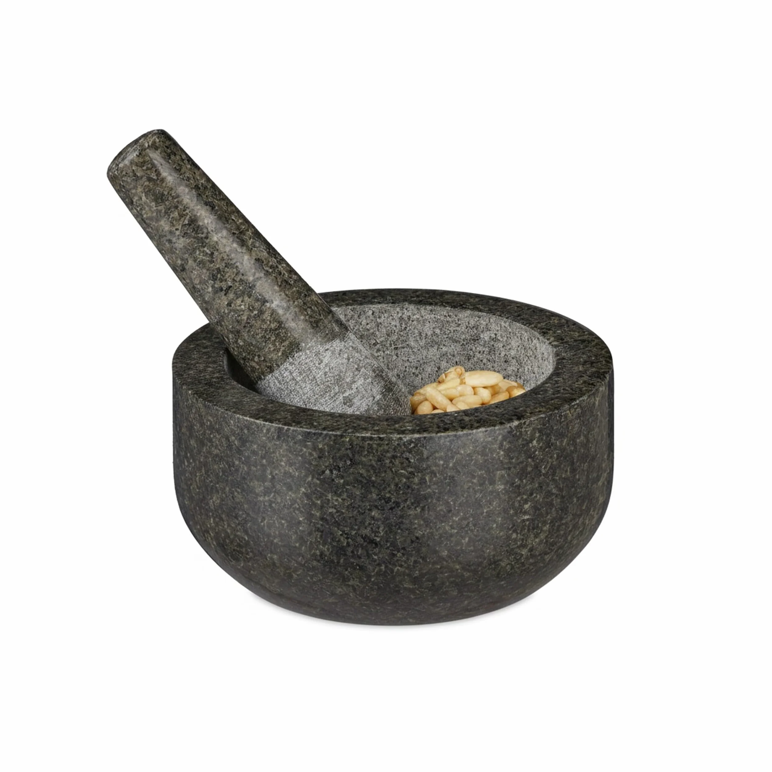 relaxdays Moździerz granitowy z tłuczkiem, wytrzymały i trwały, przyprawy, zioła, polerowana moździerz kamienny, Ø 16 cm, 400 ml, szary, 8 x 16 x 16 cm