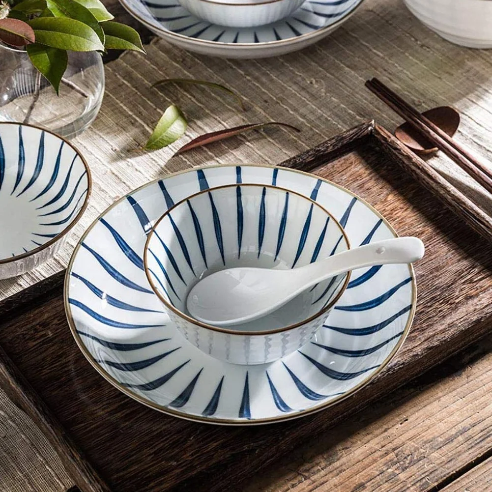 Naczynia/talerze/zestaw misek, 18 sztuk ceramiki zestawy obiadowe Vintage ręcznie malowane porcelanowe zastawy stołowe zestaw prezenty na parapetówkę