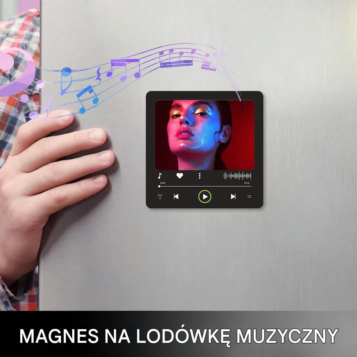 Music Refrigerator Magnets, Acrylic Song Plate, Decorative Handmade Magnetic Photo Plate Keepsake 3.94×3.94in for Metal Door Home or Dorm Room Use, Black