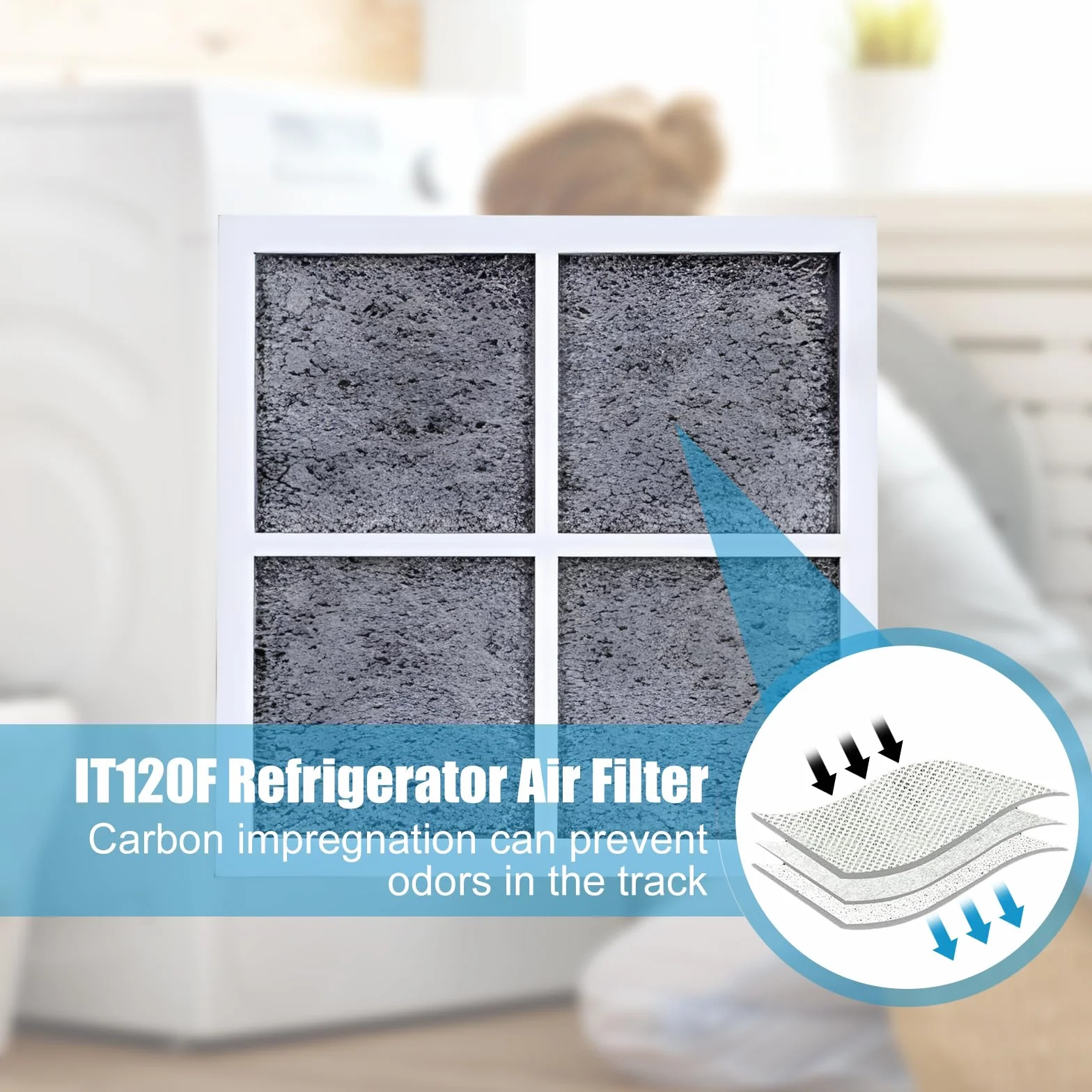 3-pak Filtr Powietrza LT120F, Świeży Filtr do Lodówki LG, ADQ73214404, Kenmore 469918