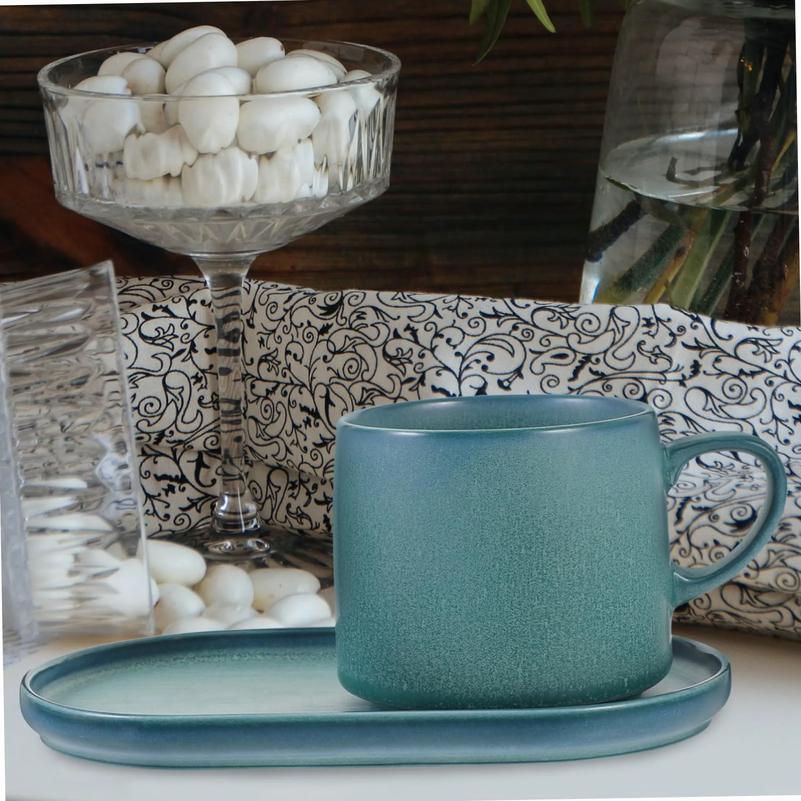 1zestaw Ceramiczny Filiżanek i Spodeczków Elegancka Filiżanka Do Kawy z Ceramiki z Podstawką Idealna Do Biura i Użytku Domowego Śniadanie Gradientowy