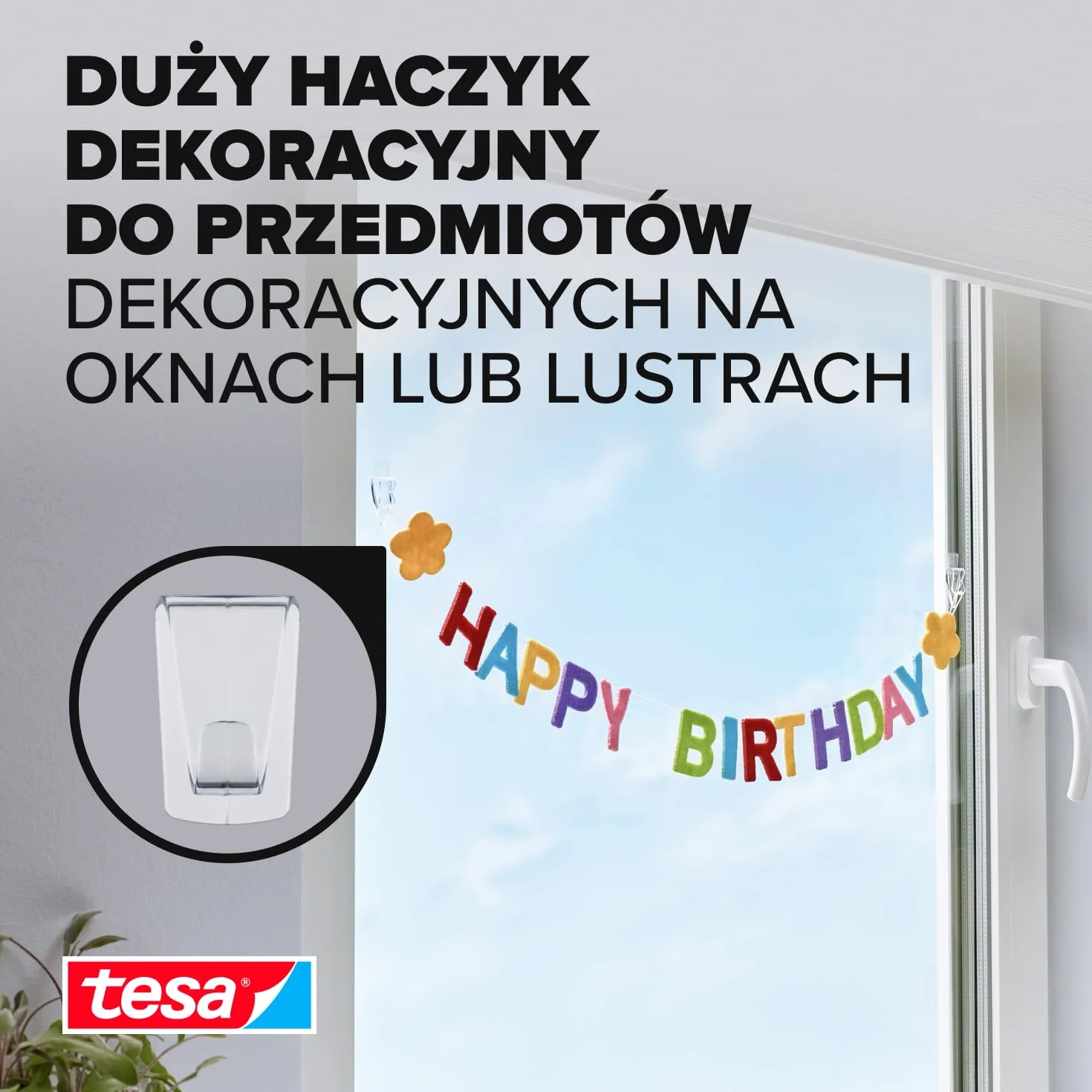 Tesa Haczyki Samoprzylepne, do 1 kg mocy na haczyk, 2 sztuki, Przezroczysty