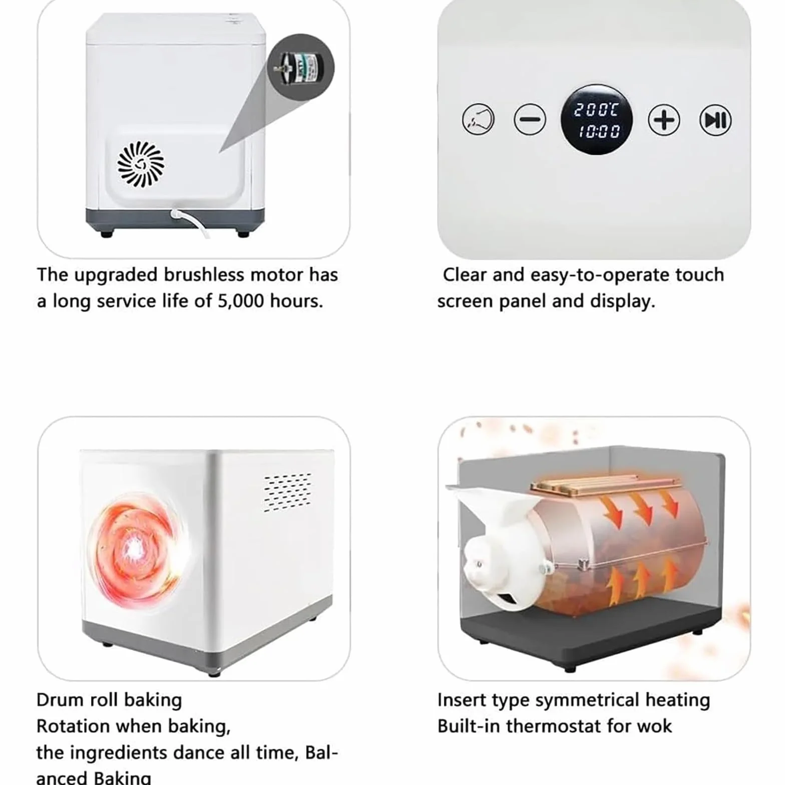 Elektryczny palacz kawy 1500 g, inteligentny palacz kawy ziarnistej o mocy 1600 W, timer 0-90 minut i kontrola temperatury 100-250°C (White)