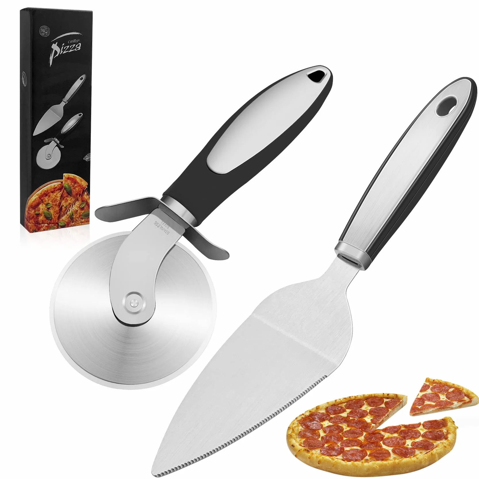 LUZOON Nóż do pizzy, wałek do pizzy, poręczny nóż do pizzy