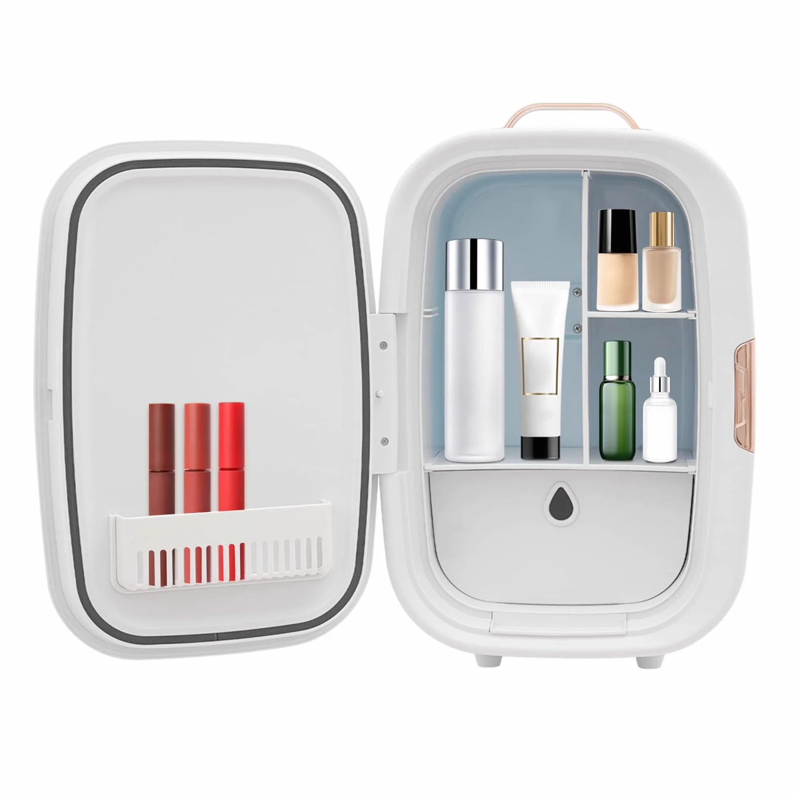 Mini lodówka na kosmetyki, 12 litrów, mała lodówka Skincare Fridge, do przechowywania kosmetyków, kompaktowa lodówka do makijażu, szminka (biała)