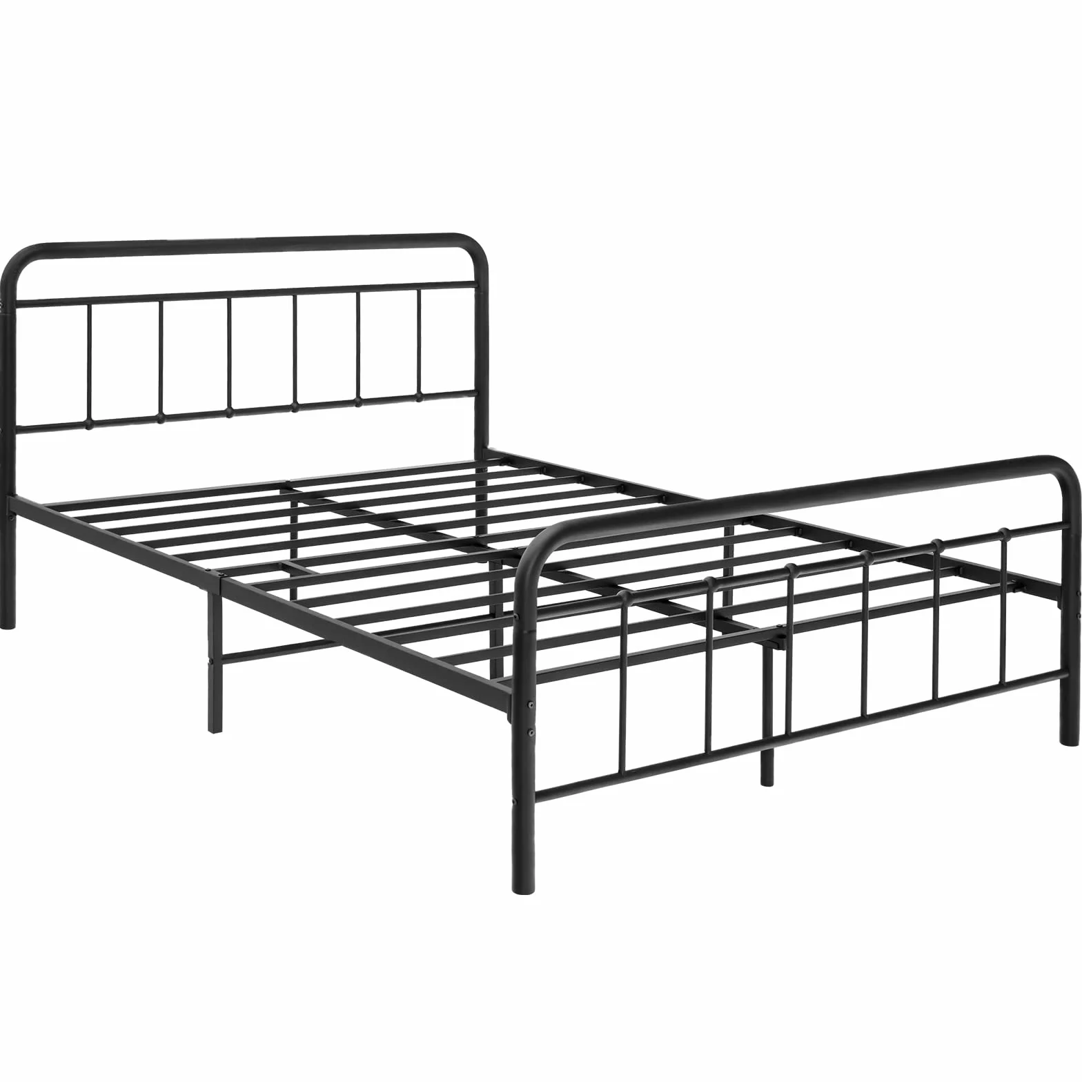 COSTWAY metalowe łóżko z ramą na materac 200 x 160 cm, podwójne stelaż łóżka, łóżko z ramą i szkieletem, miejsce do przechowywania pod łóżkiem, metalowe łóżko gościnne z platformą