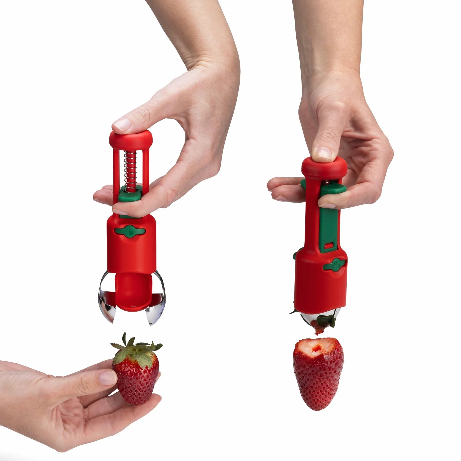 Dreamfarm Hullapit 3 w 1 Fast & Easy Strawberry Huller, Cherry Pitter & Olive Pitter - Czerwony/Zielony