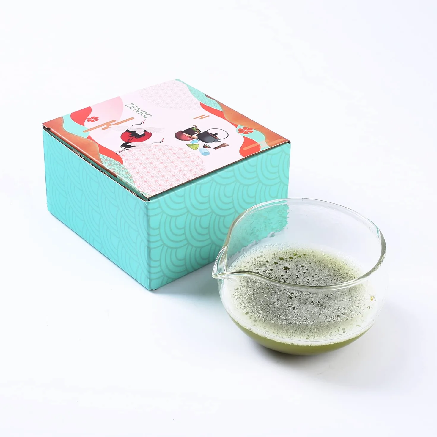 Teksturowana szklana miska na matcha z wylewką - ręcznie wykonana japońska miska na ceremonię herbaty Matcha Green Tea 400 ml
