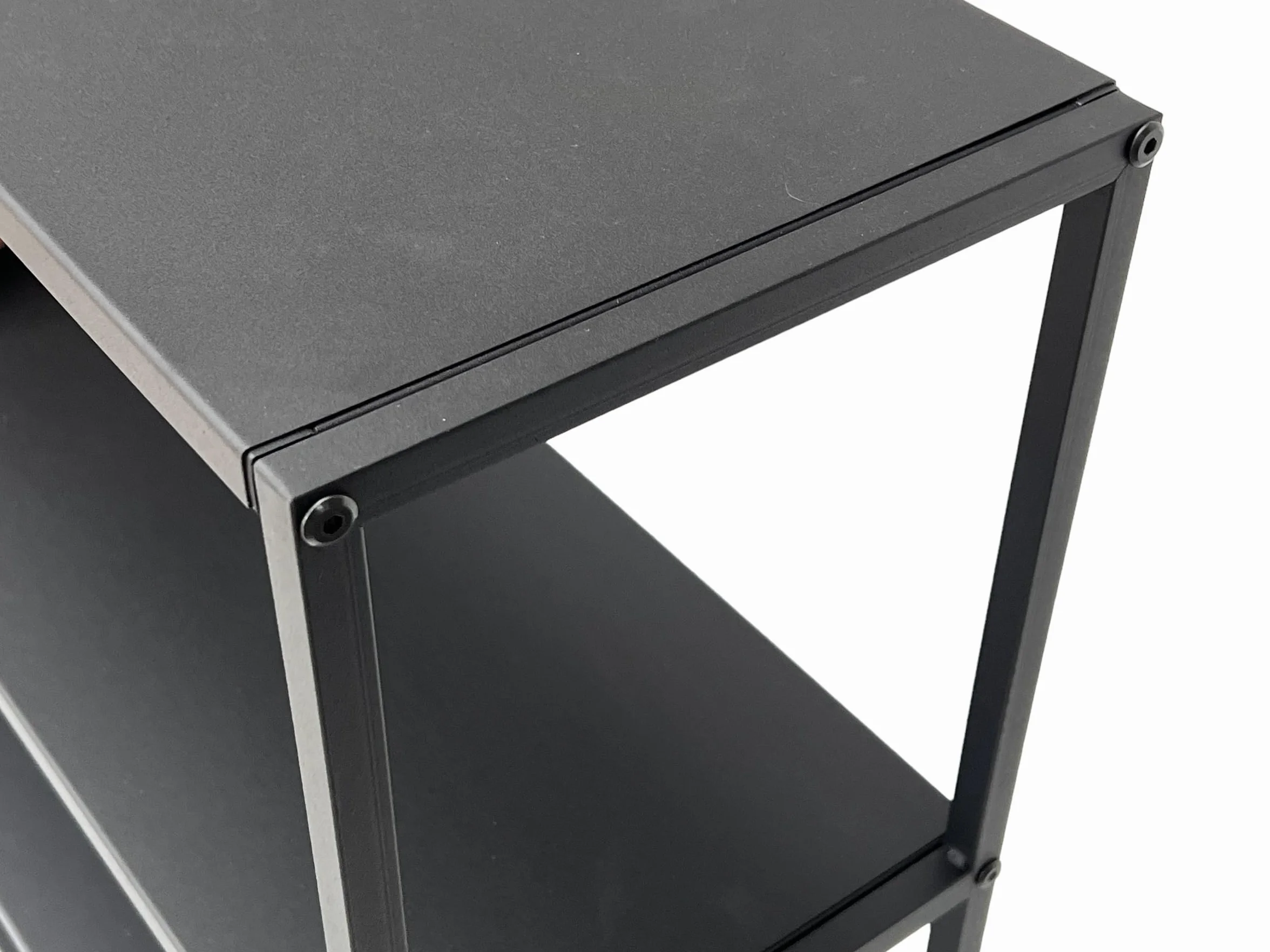 DanDiBo Stolik konsolowy, wąski, metalowy, czarny, z 3 poziomami, nowoczesny, 140 x 70 x 25 cm, regał stojący, regał stojący 96471, metalowy regał z półką