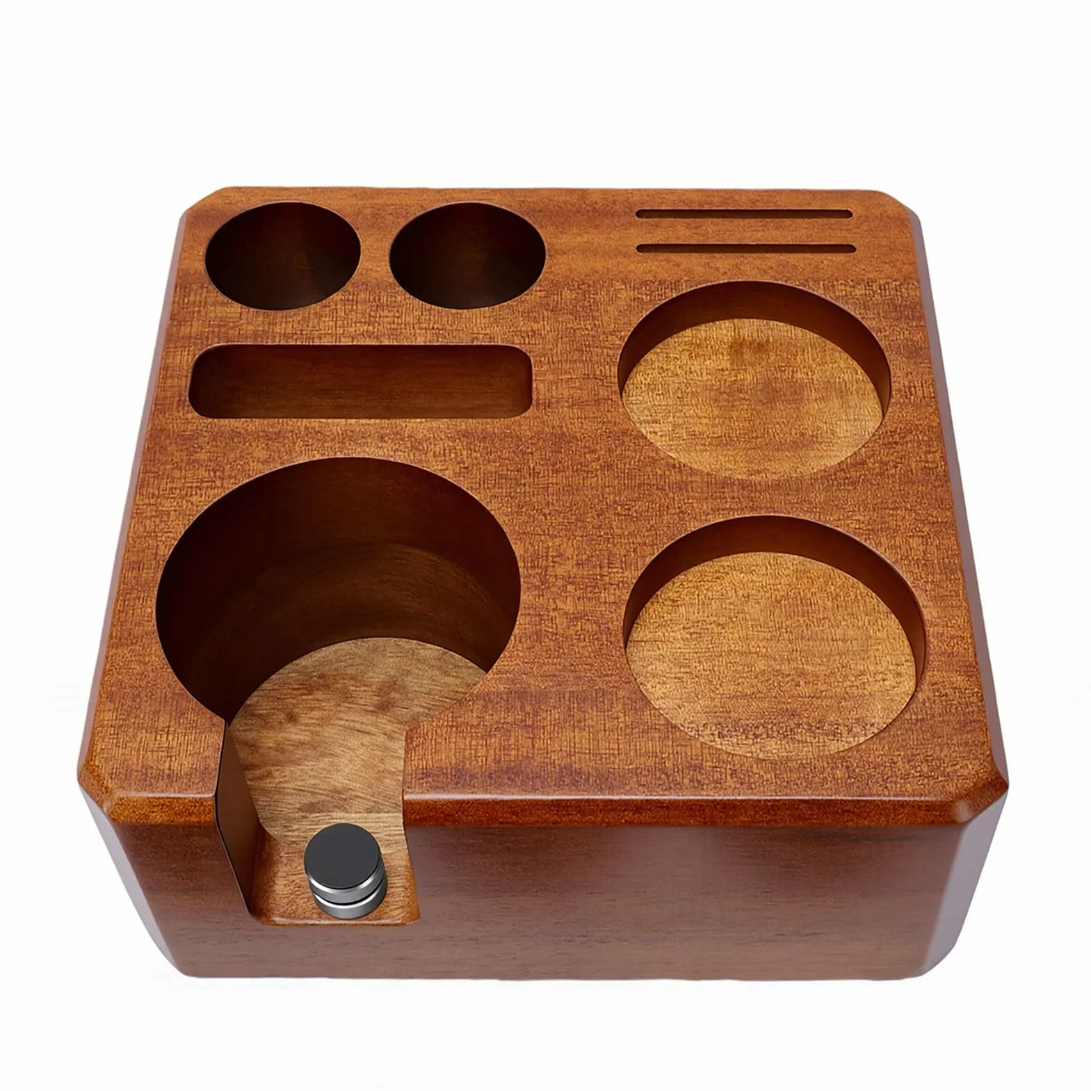 Yosoo Health Gear Orzechowa Stacja Sabotażowa 58 Mm Uchwyt Dystrybutora Ubijaka do Kawy z Podkładkami Silikonowymi Podstawa Antypoślizgowa 18 X 18 X 7,5 Cm do Zestawu Kolby Barista