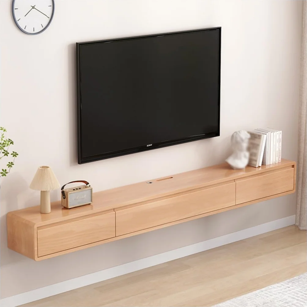 Wisząca podstawka pod telewizor, montowana na ścianie, konsola mediów rozrywkowych, wiszące półki z drzwiami, do przechowywania pod telewizorem (kolor: A, rozmiar: 160 cm)