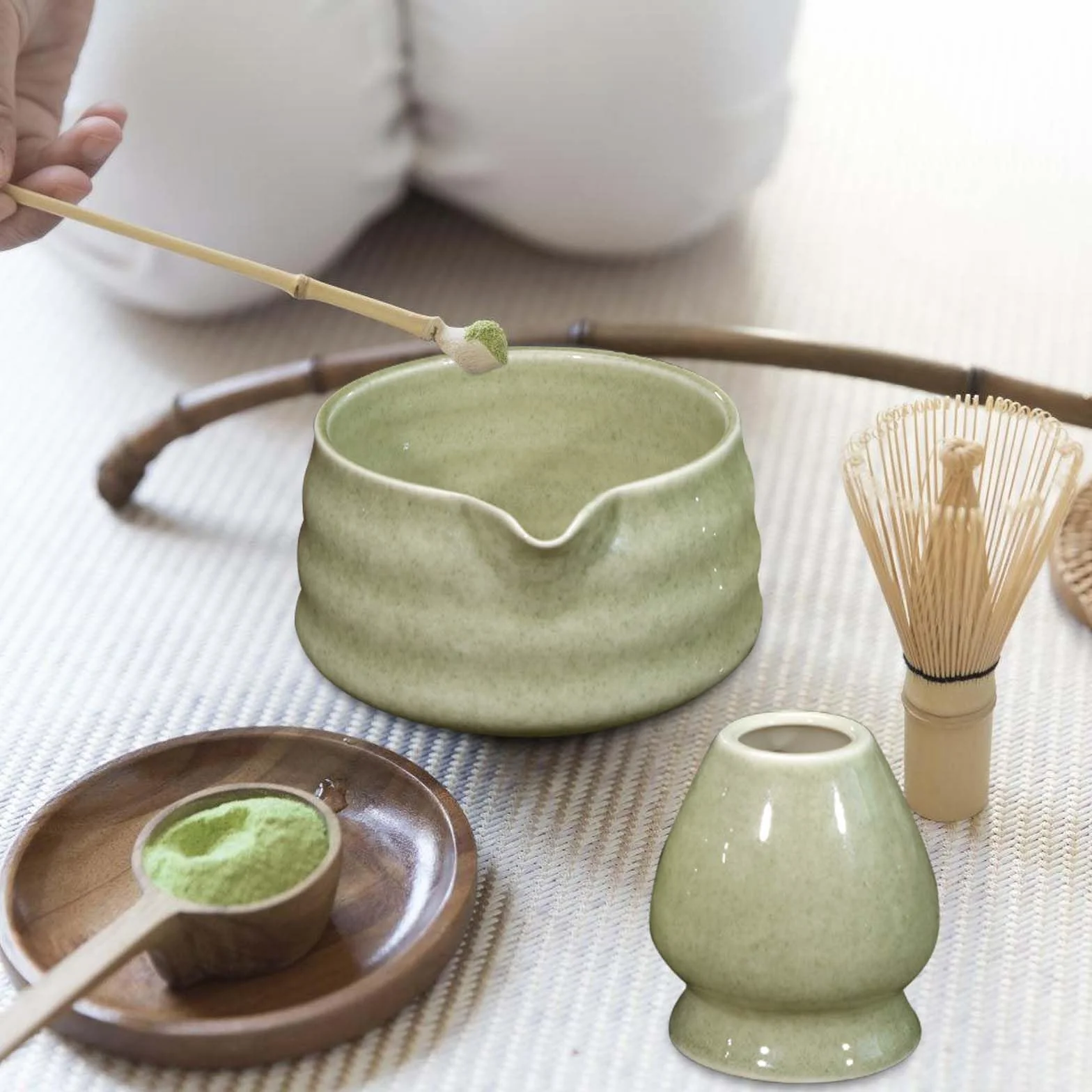 GOMETY Zestaw 2 ceramicznych miseczek do matchy - tradycyjne miski na herbatę na ceremonię parzenia herbaty (matcha)