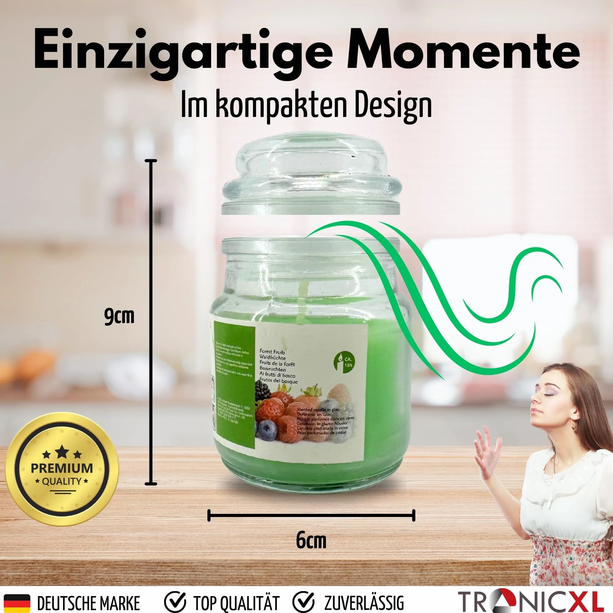 TronicXL Świece zapachowe w słoiku na cukierki, świeca zapachowa w szklanym zestawie, czas palenia 15 godzin, styl vintage, dekoracja retro (24)