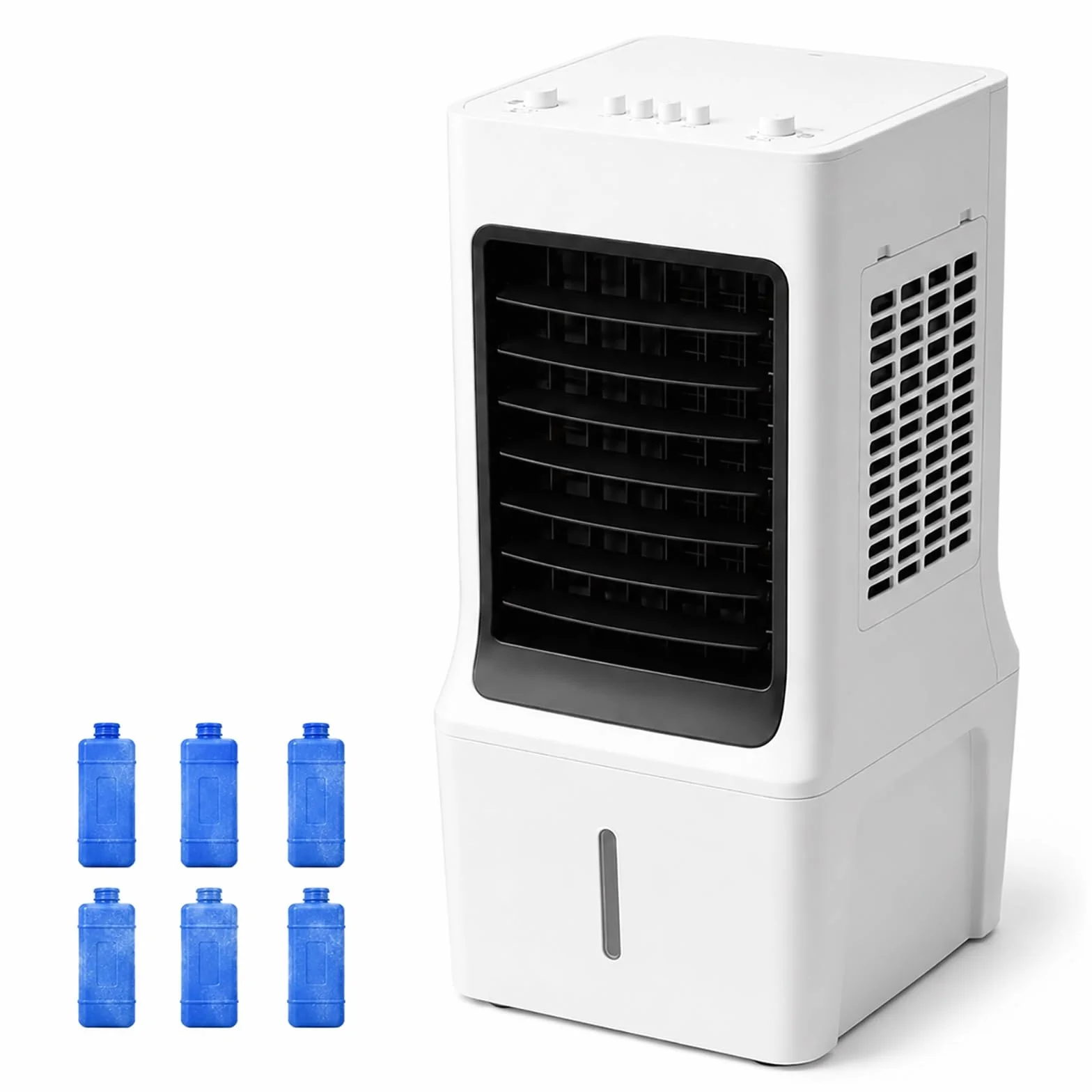 Przenośna Chłodnica Powietrza Ewaporacyjna 65 W, 3 Prędkości, Oscylacja 60° | 10 Litrowa Chłodnica Ewaporacyjna z 6 Wkładami Chłodzącymi i Sterowaniem Mechanicznym, do Sypialni, Biura i Salonu