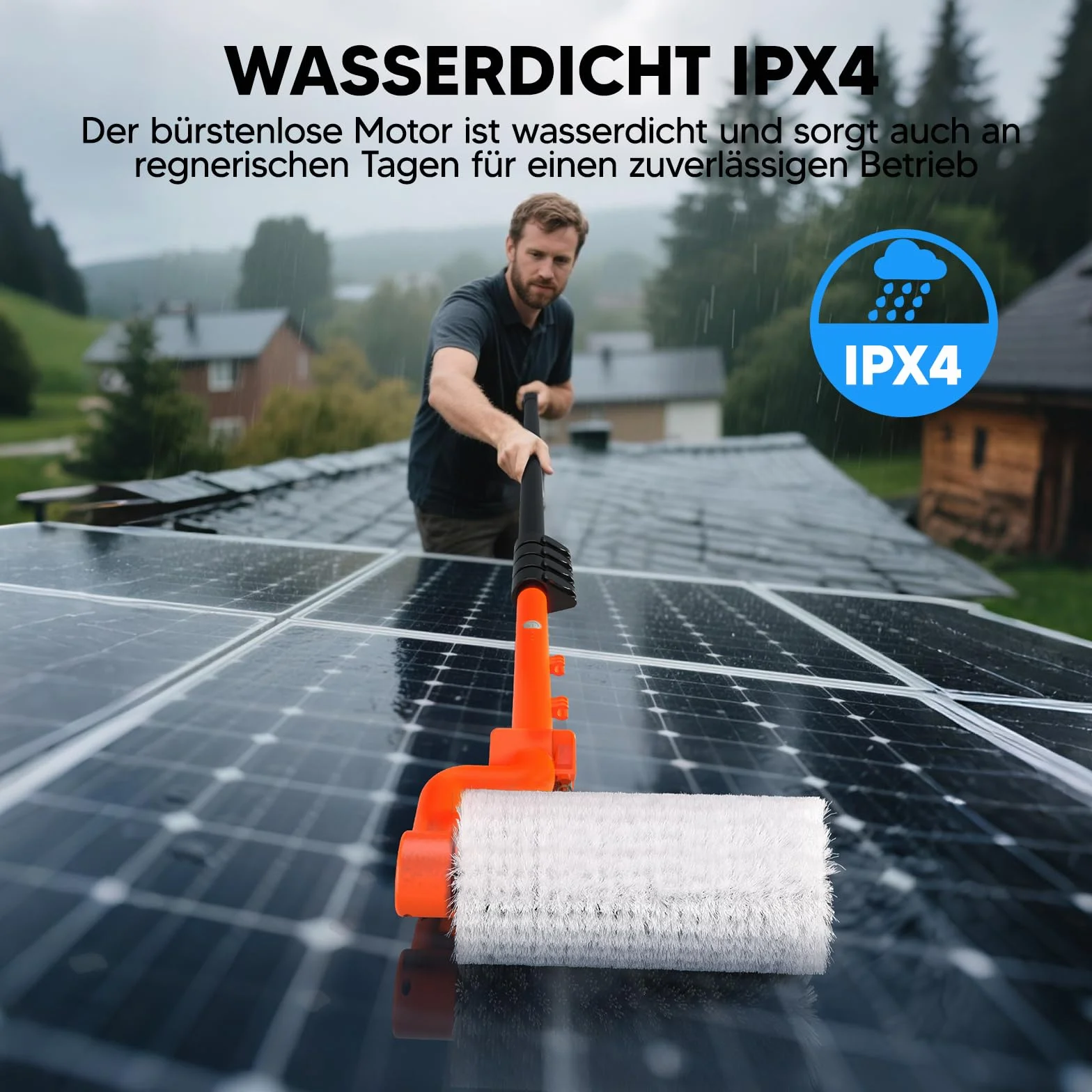 Teleskopowa szczotka elektryczna z uchwytem teleskopowym, 6,5 m, do czyszczenia instalacji PV, szczotką do mycia | wysuwane teleskopowe drążki do czyszczenia okien, dach