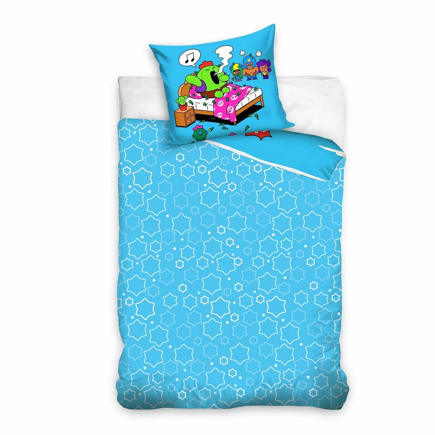 Familando Brawl Stars 2-częściowy komplet pościeli 135 x 200 80 x 80 cm – zestaw dla chłopców w jakości renforcé, 100% bawełny z zamkiem błyskawicznym – trwały kolor, można prać w pralce, Öko-Tex