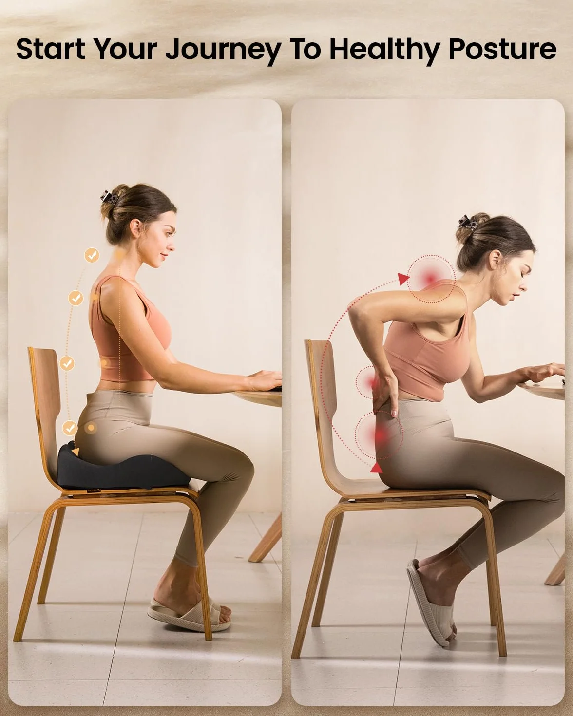 ProtoArc Poduszka na krzesło biurowe, ergonomiczne poduszki na kość ogonową, poduszka na siedzenie z pianki z pamięcią kształtu do samochodu, domu, poduszka do rozkładu nacisku dla wsparcia kości
