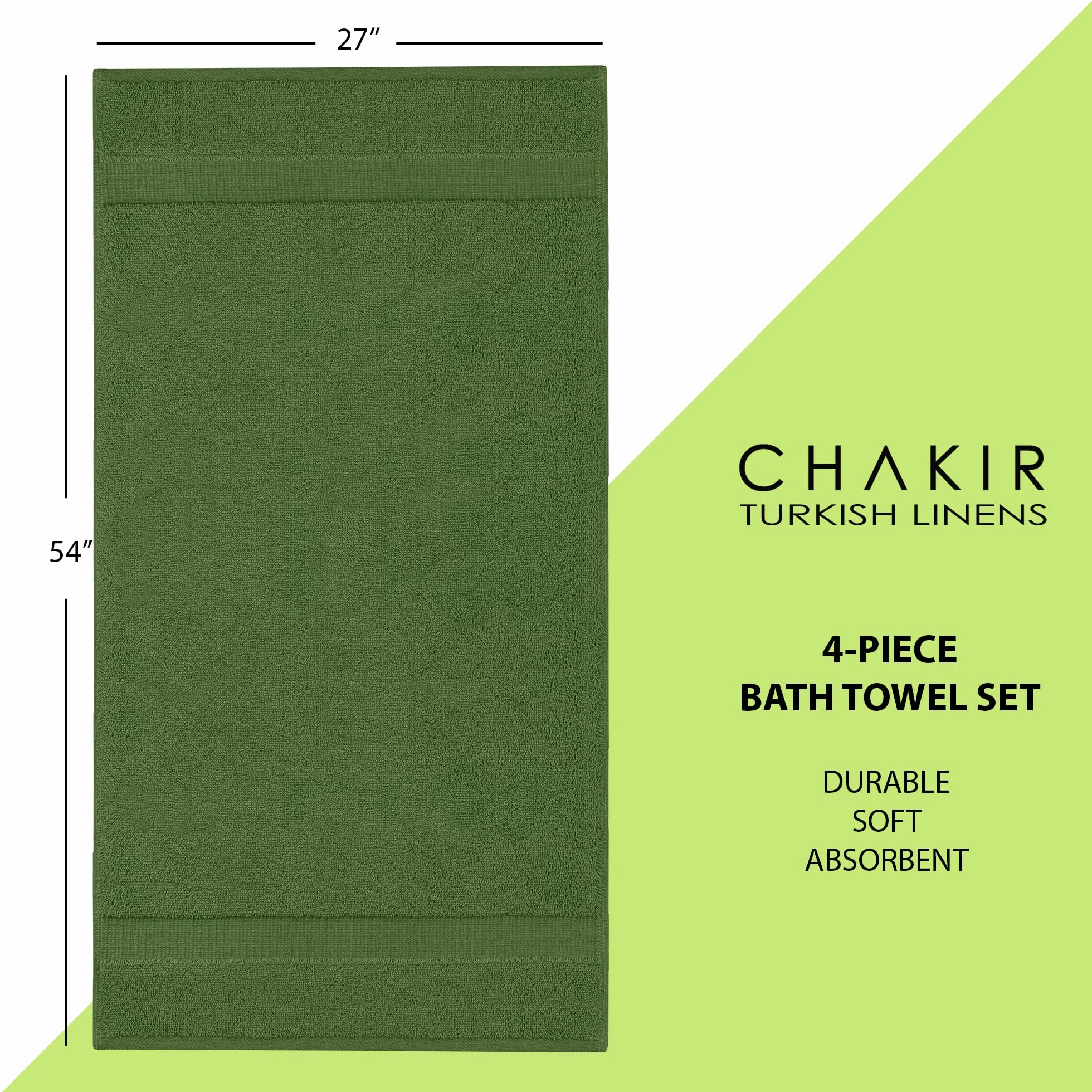 Chakir Turkish Linens | Jakość hotelowa i spa, 100% bawełna, tureckie ręczniki premium | miękkie i chłonne (4-częściowe ręczniki kąpielowe, mech)