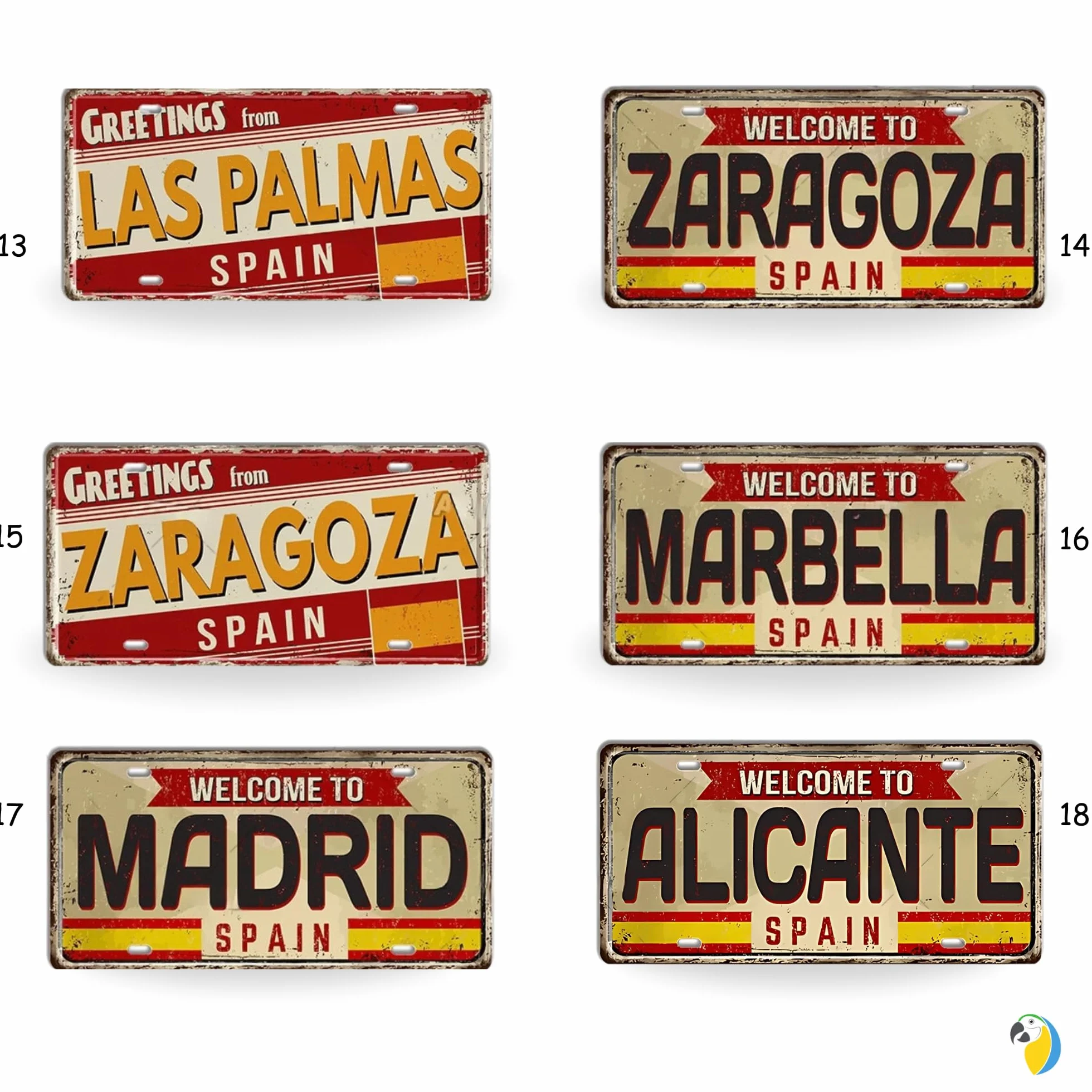 Hiszpańska Tablica Rejestracyjna z Metalu • Vintage Dekoracja Ścienna • Pamiątka z Podróży po Hiszpanii (10 Barcelona)