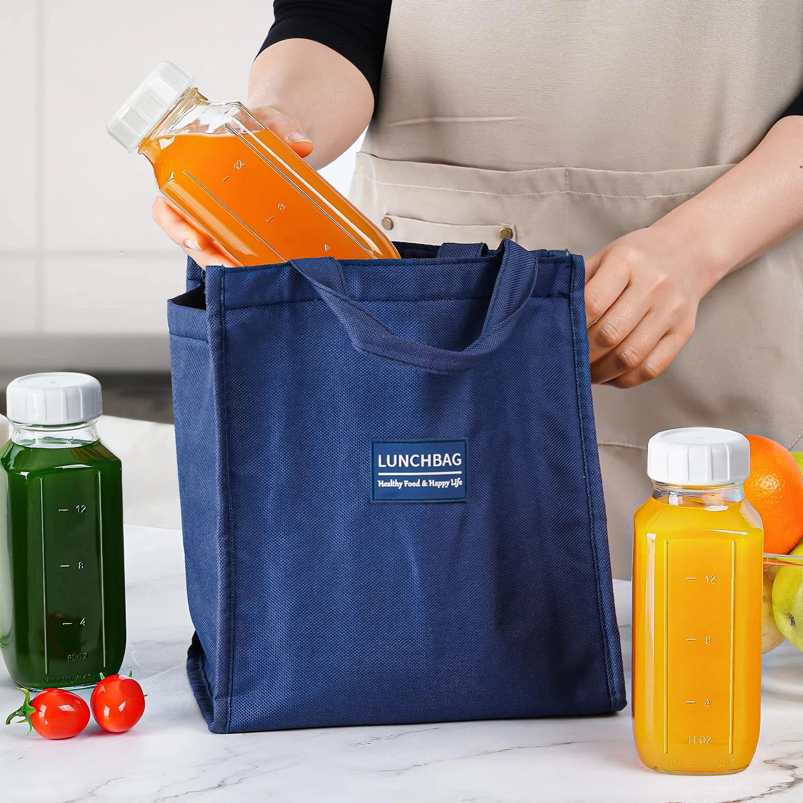Kwadratowe szklane butelki na mleko o pojemności 470 ml z silikonową osłoną, 6-pak szklanych butelek do wyciskania soku z hermetycznymi pokrywkami, szklane butelki do picia z pokrywkami i znacznikiem