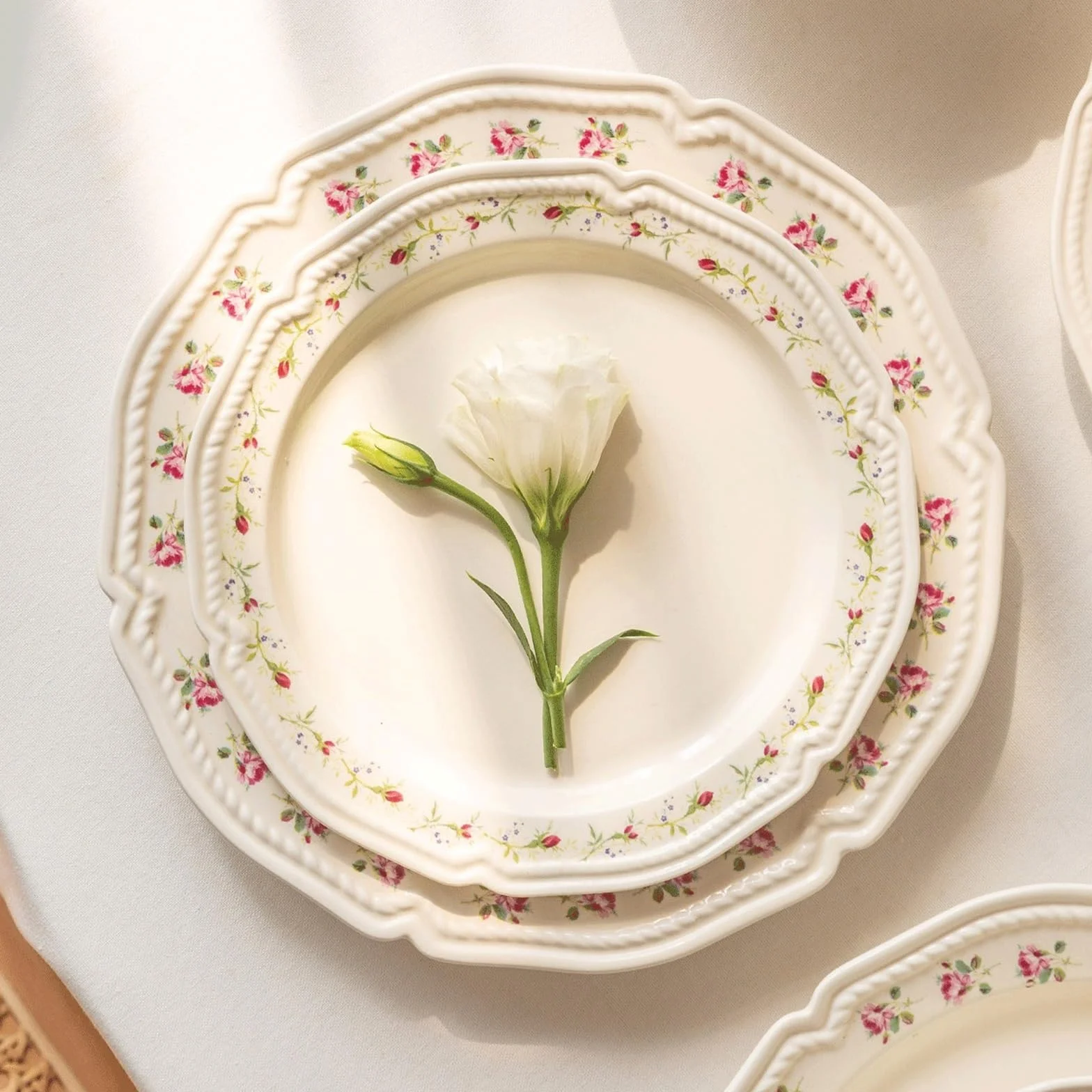 talerze do serwowania Ceramiczny talerz obiadowy w stylu Vintage Rose Zastawa stołowa do kuchni Talerz sałatkowy steków Owoce Głębokie danie Duży Restauracja hotelowa talerze makaronowe