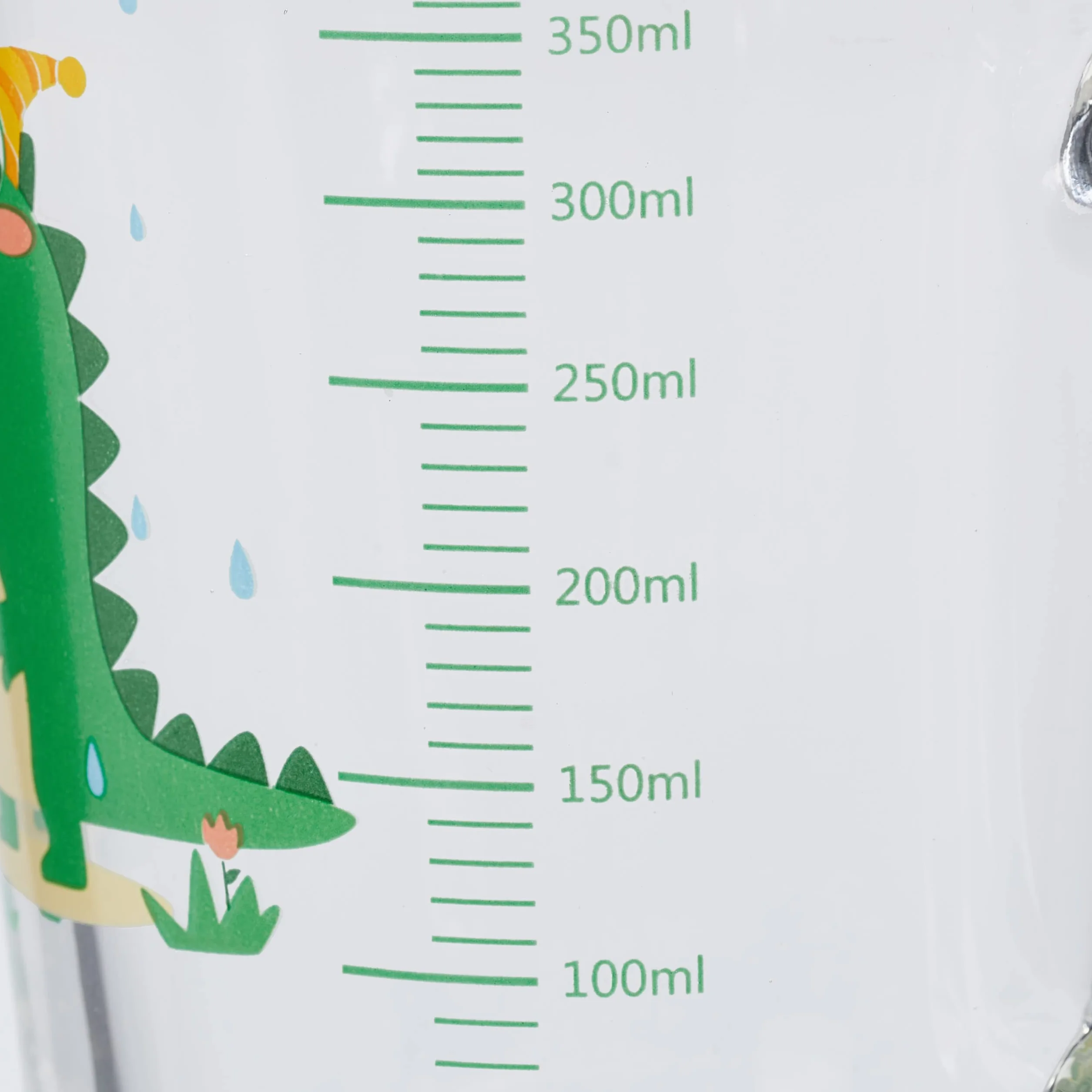 Relaxdays Zestaw 2 szklanek dla dzieci, motyw dinozaura, szklanka do picia dla dzieci, z uchwytem, pokrywką i słomką, skala 400 ml, przezroczyste