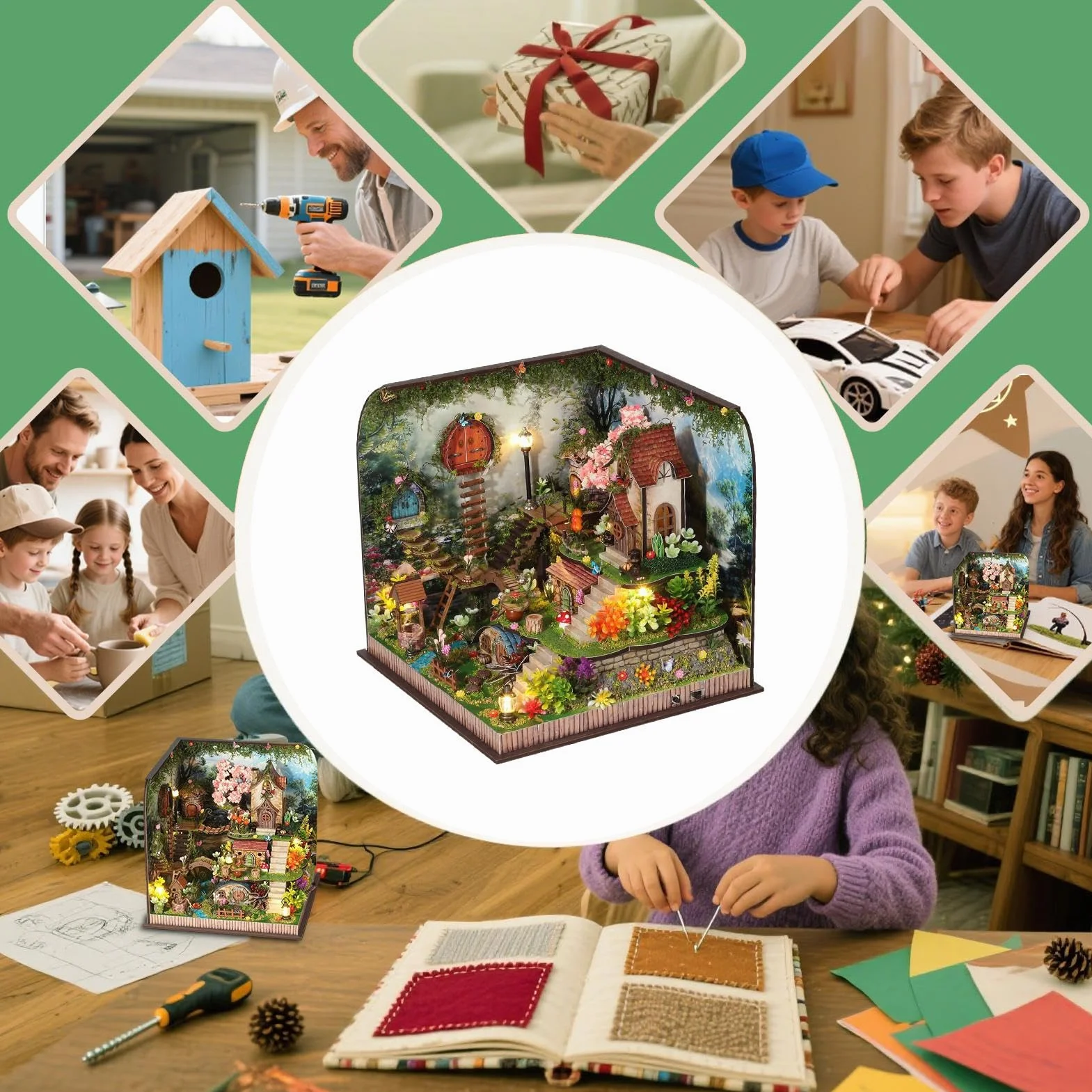 Zestaw Miniaturowy Domek Twórczy Zestaw Do Składania Czytelniczego Kącika | Ręcznie Robiony Model Domu Dla Dorosłych Nastolatków Do Domu Sypialni I Regału Ekspozycja
