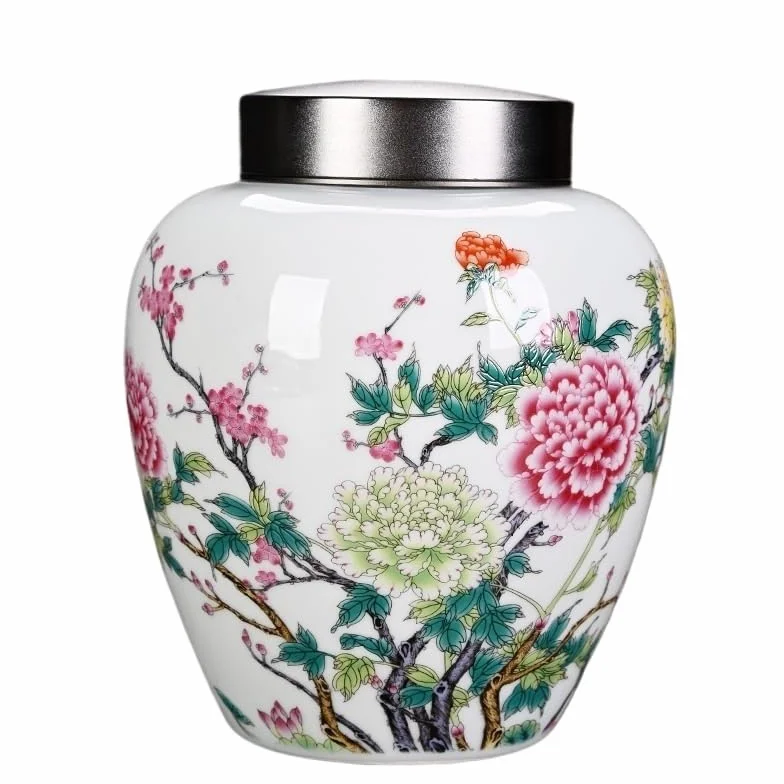 Dzbanek na herbatę Duże ceramiczne puszki do herbaty, domowe puszki do przechowywania, herbata Pu'er, czarna herbata, zielona herbata, szczelne puszki, blaszane pokrywki, puszki na herbatę Longjing