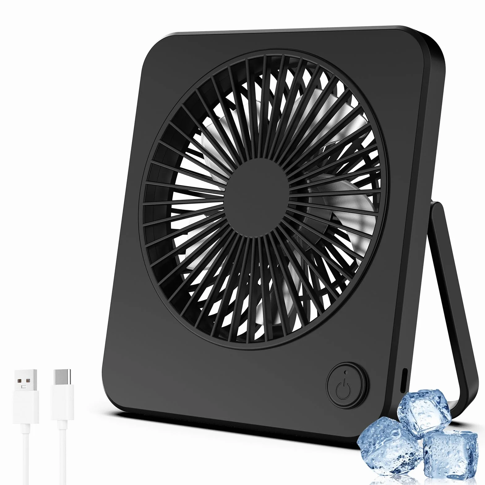 Hianjoo Wentylator USB, cichy, 3 prędkości, USB, do biura, domu i sypialni [czarny], zasilanie przez USB, bez baterii