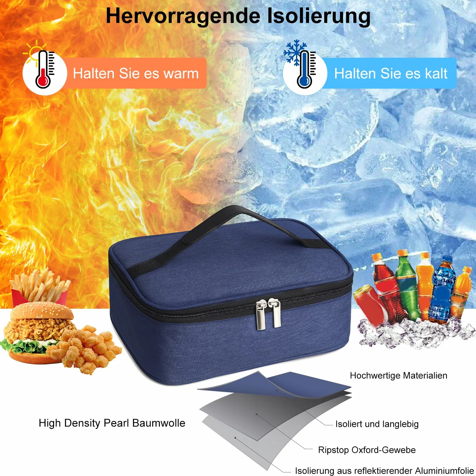 Mała torba chłodząca, 3,2 l, mini torba na lunch, składana, w podróży, torba izolacyjna, lekka torba piknikowa, wodoszczelna torba termiczna dla kobiet i mężczyzn, na piknik, do samochodu