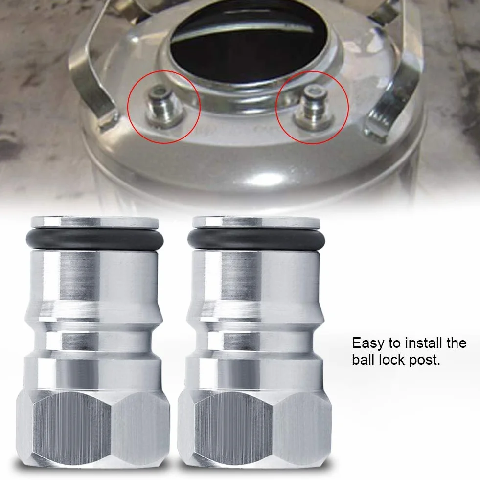 2pcs/ Set Stainless Steel Study Keg Ball Lock Post Poppet Tread Gaz i płyn Szybki zestaw konwersji do parzenia domowego 19/32 Threaded