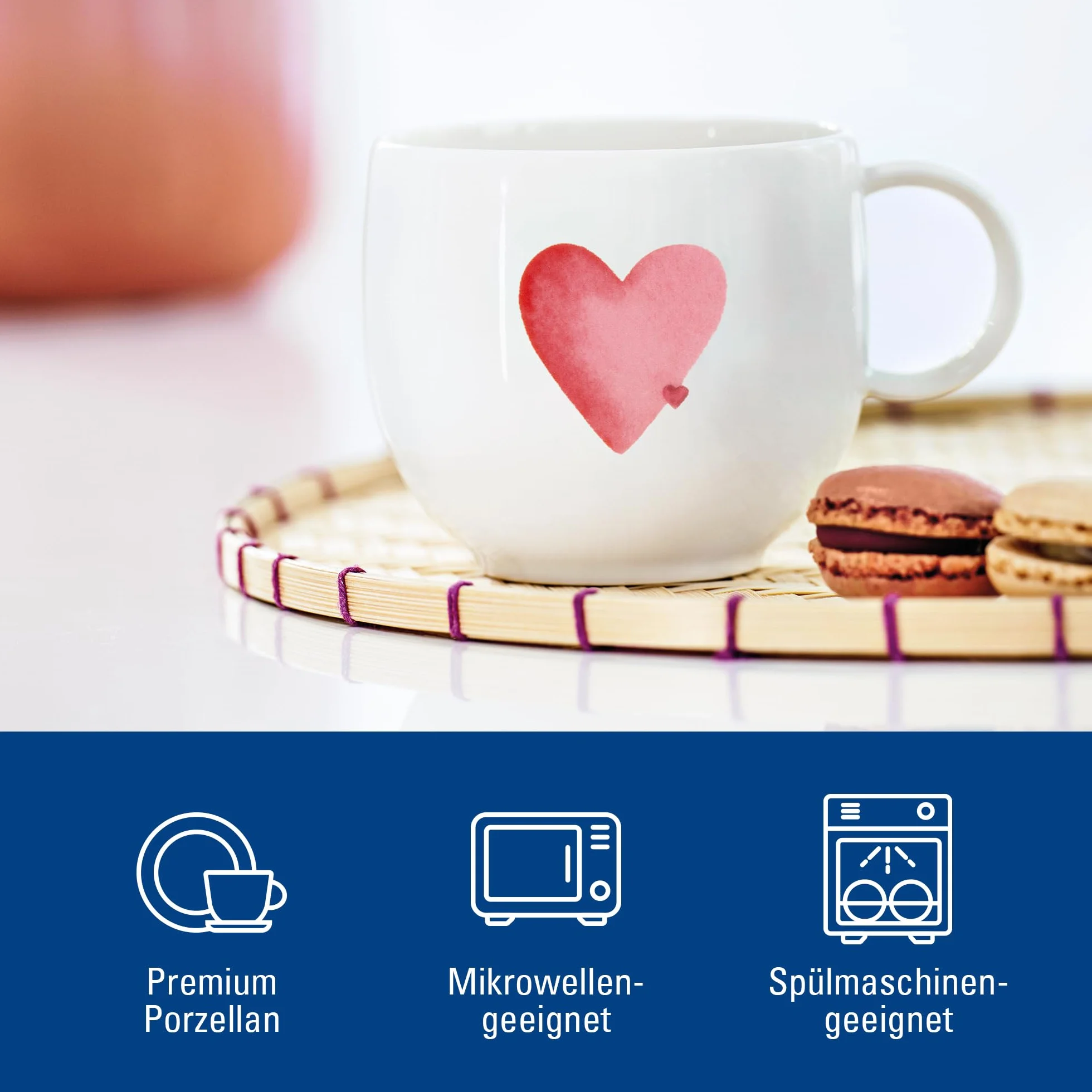 Villeroy & Boch – With Love kubek z uchem Sending Love, porcelana Premium, prezent, filiżanka do kawy, kubek, można myć w zmywarce i używać w kuchence mikrofalowej