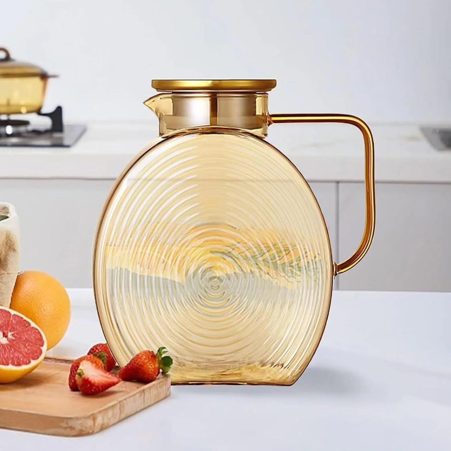 Szklany Czajnik Do Herbaty,Szklany Dzbanek Z Pokrywką 2,5L | Pojemnik Do Lodówki Ze Stalową Nierdzewną Pokrywką Na Wodę Do Soków Mleka Kawy Napojów Zimnych Do Domu Ogrodu Pracy Restauracji