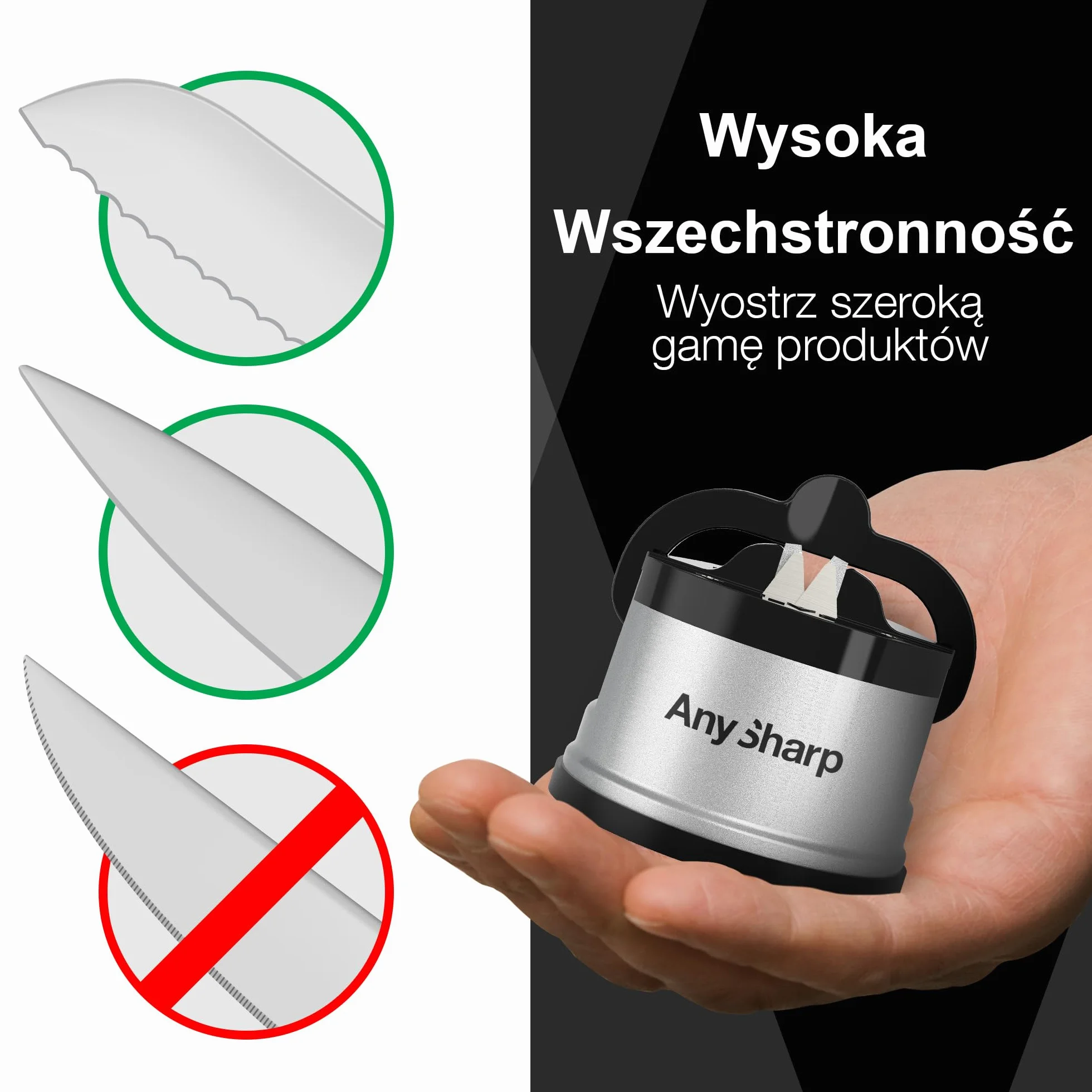 Anysharp Silver Ostrzałka do Noży, Srebrny, 70 mm