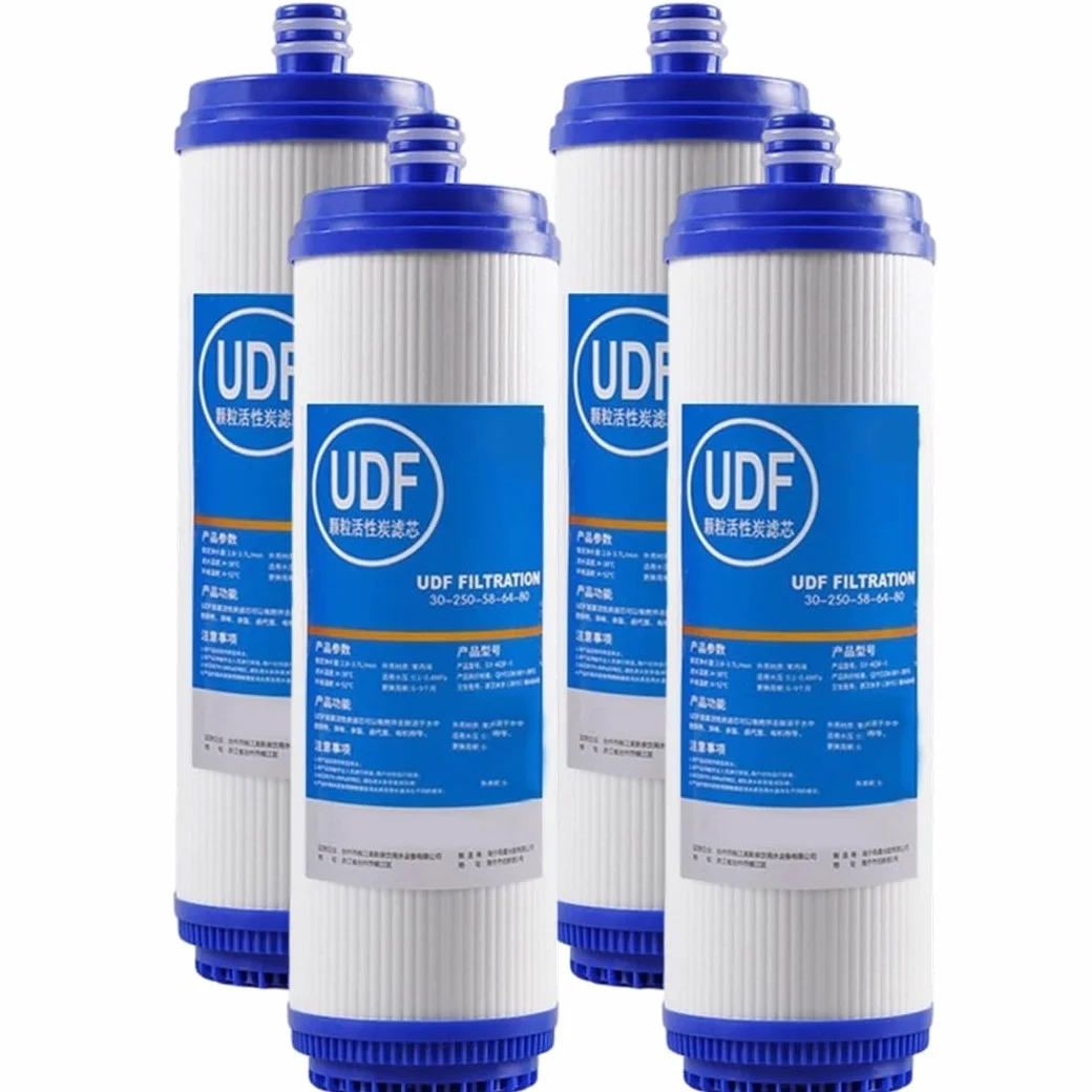 Opakowanie 4 Filtrów Z Węglem Aktywnym Granulowanym UDF O Wymiarach 2,8 X 10 Cali, Z Wkładem, Uniwersalny Zamiennik Do Systemów Filtracji Wody W Całym Domu