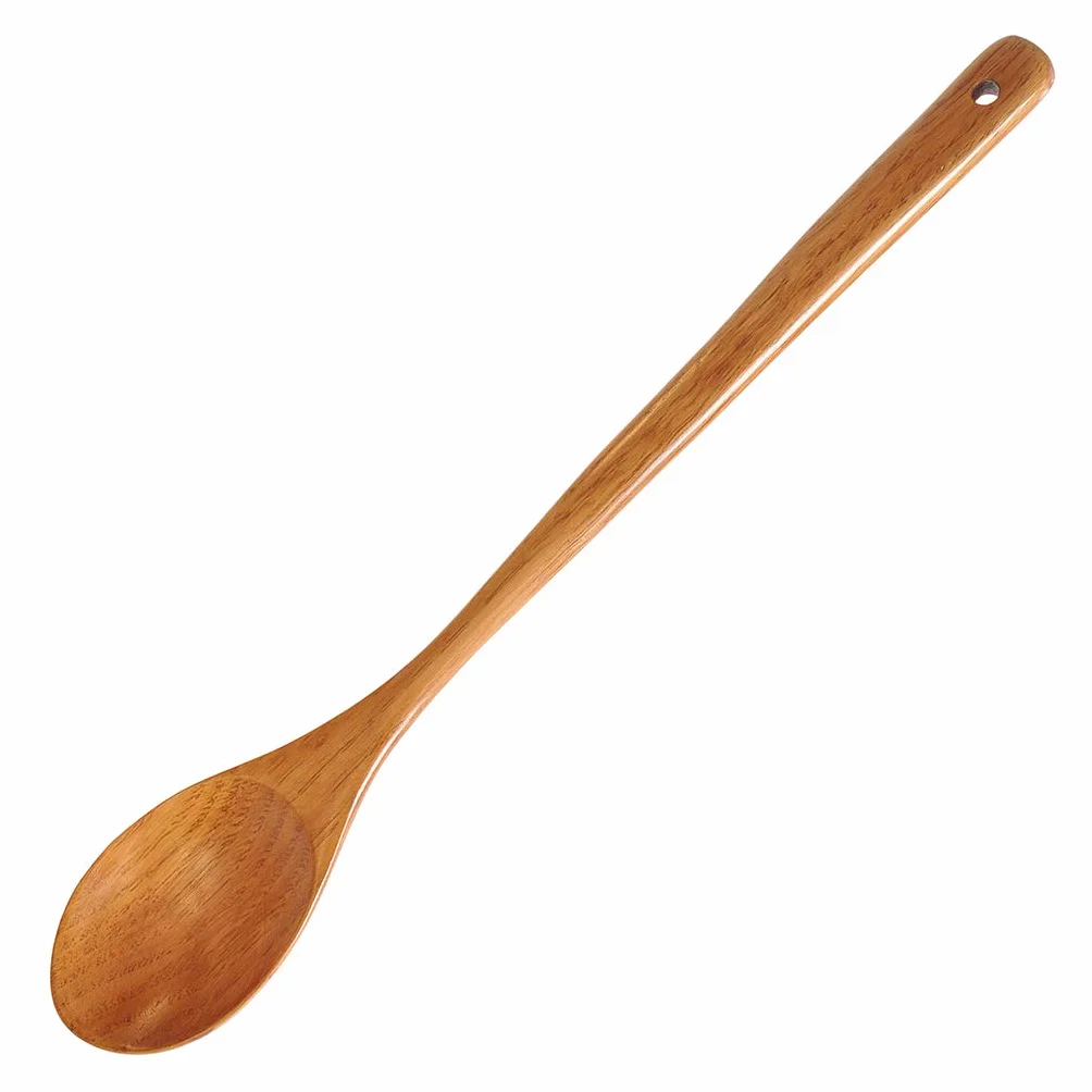 Łyżka z długim uchwytem z japońskim naczyniem kuchennym długa rączka łyżki do zupy lekka, ale mocna starannie drewniana łyżka do spaghetti