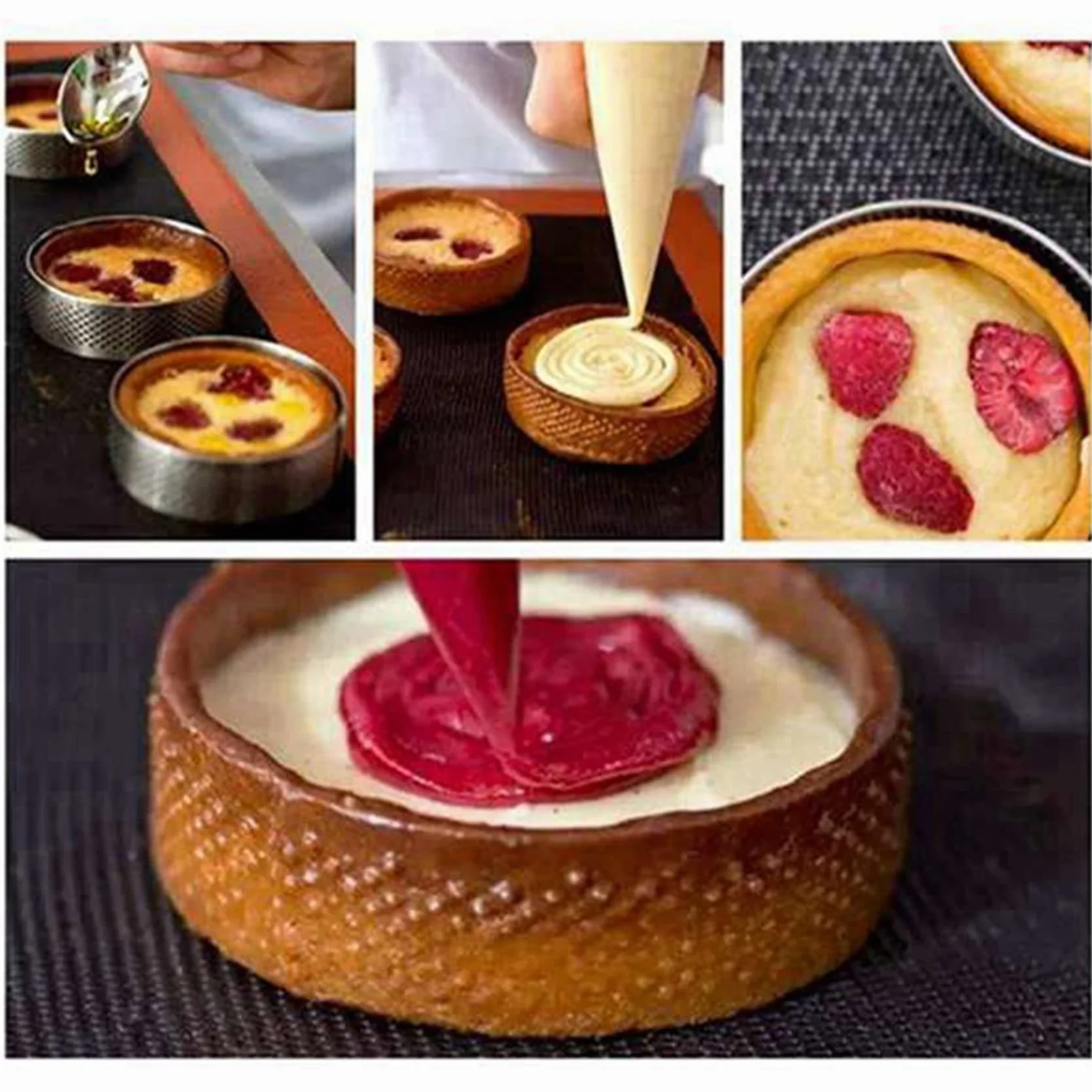 40 Sztuk OkrągłE PierśCienie Tarta z Otworami Ciasto Owocowe Quiches Ciasto Kuchnia Forma do Pieczenia Perforowane Ciasto PierśCień 8cm
