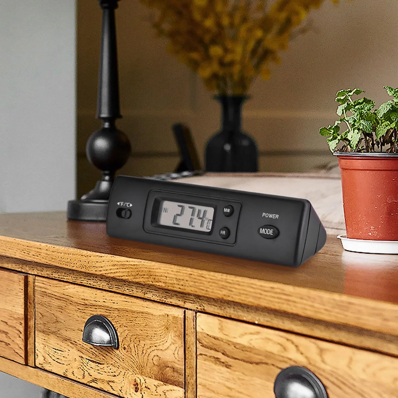 Elektroniczny termometr, optyczny cyfrowy miernik temperatury LCD z podwójną sondą pomiarową do użytku wewnątrz i na zewnątrz, do lodówek, klimatyzacji, zamrażarek, akwariów