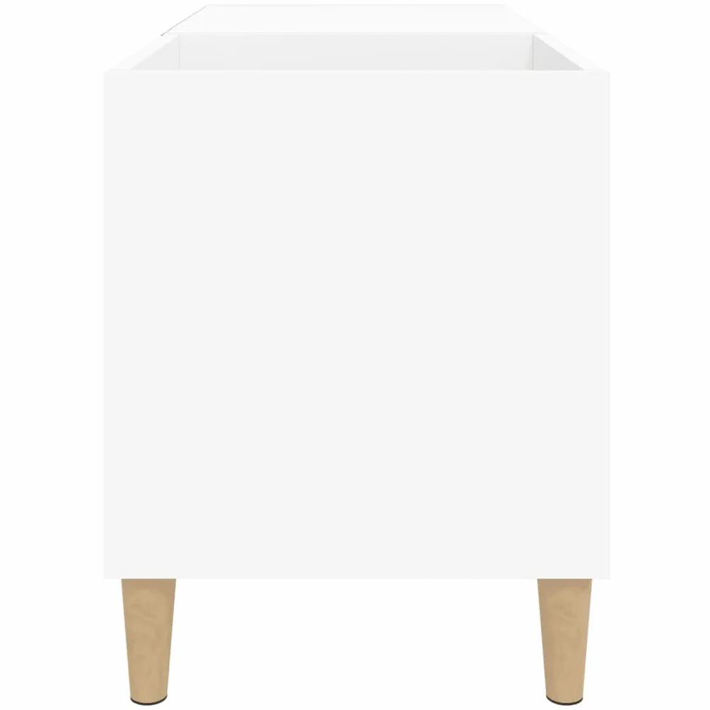 Biała szafka panelowa, 84,5 x 38 x 48 cm, materiał drewnopochodny ze stabilnymi drewnianymi nogami, do płyt winylowych, płyt gramofonowych i przestrzeni do przechowywania w salonie, biurze