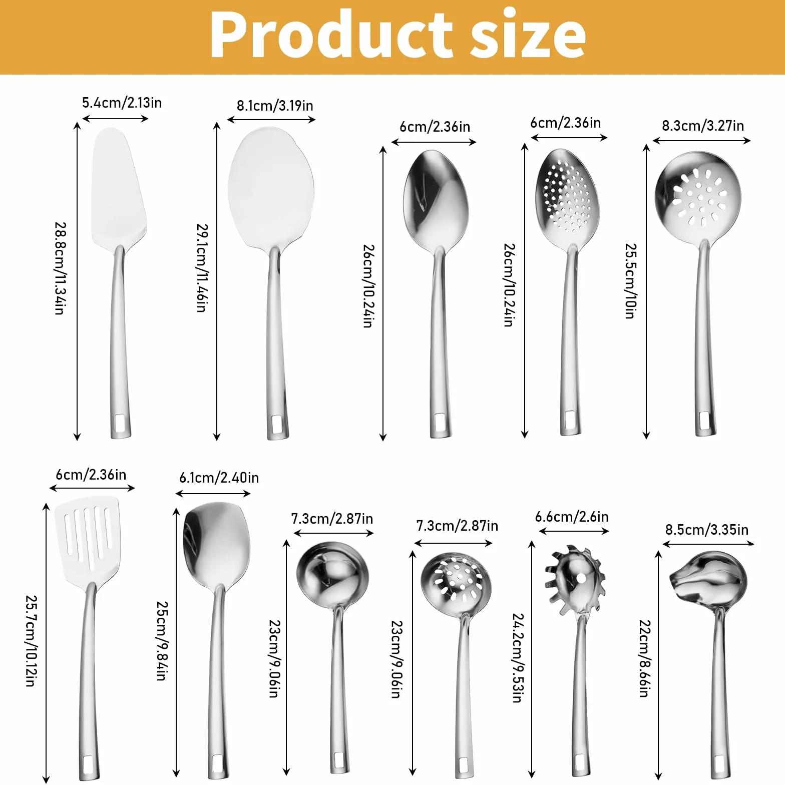 Home Essentials zestaw przyborów kuchennych, 11-częściowy, ze stali nierdzewnej, łopatka kuchenna, łyżka kuchenna, akcesoria