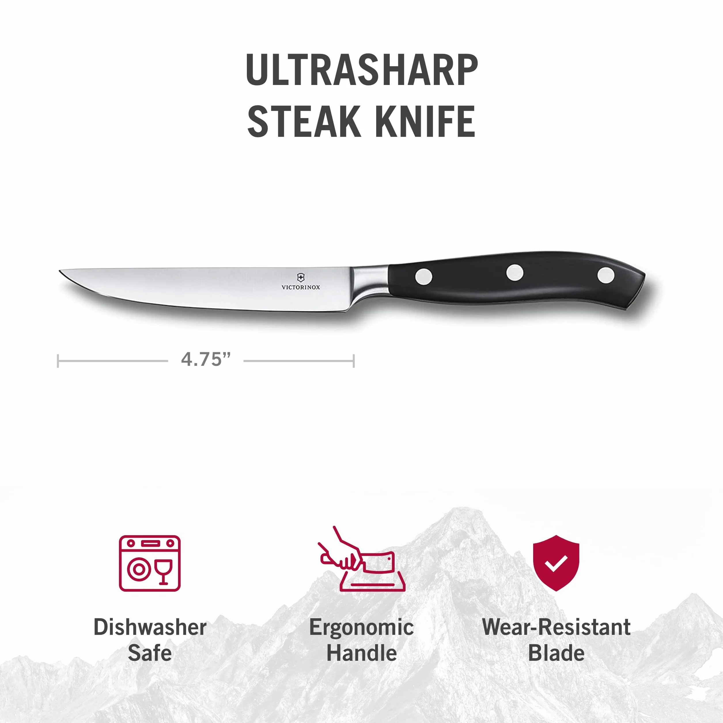 Victorinox Grand Maître Steakmesser 7.7203.12G extra scharfe Klinge Spülmaschinengeeignet Schwarz