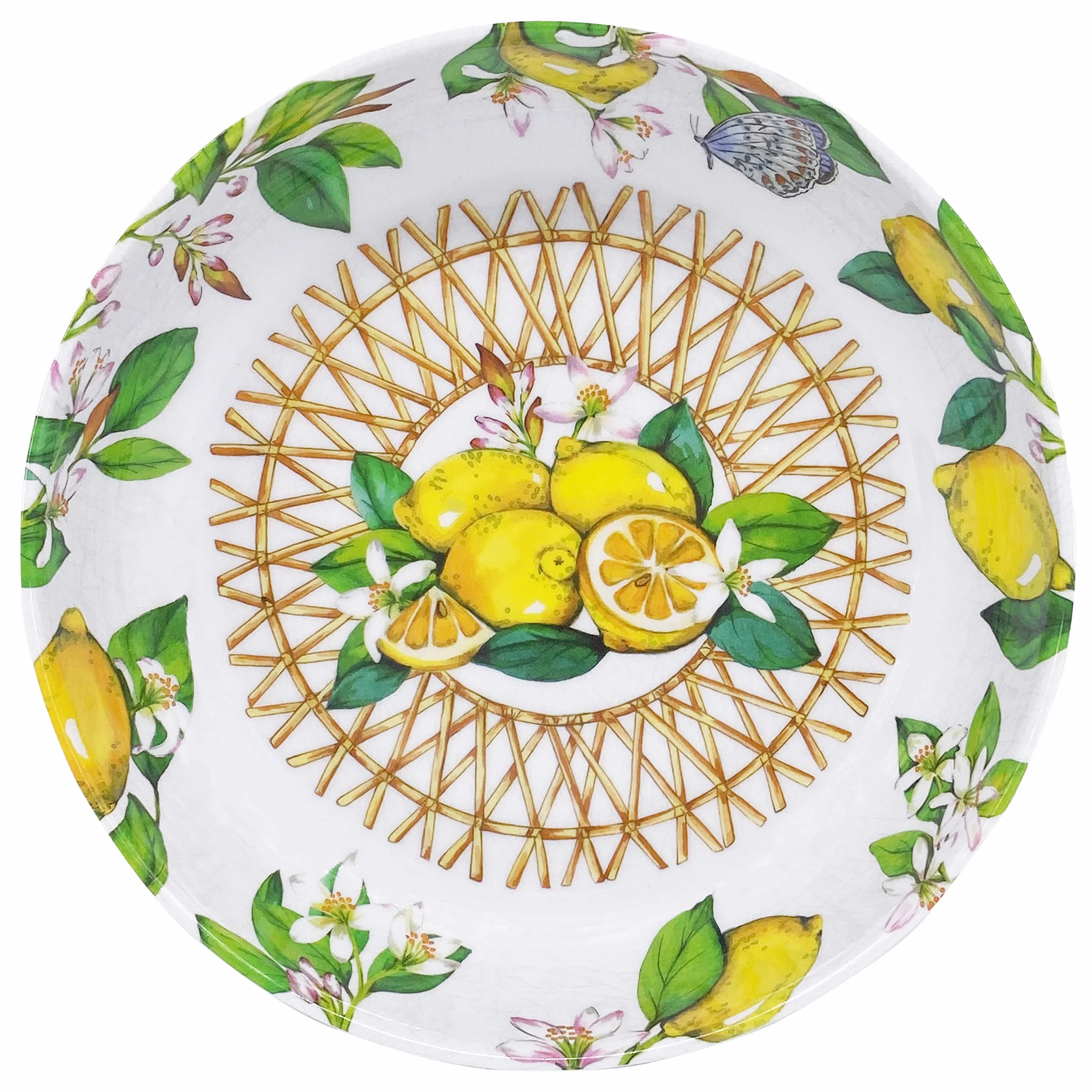 Les Jardins de la Comtesse - Idealny talerz do zupy lub makaronu - melamina - Capri - Ø 20 cm - Żółte cytryny - Kolekcja Quasi-Nietłukące się zastawy stołowej MelARTmine