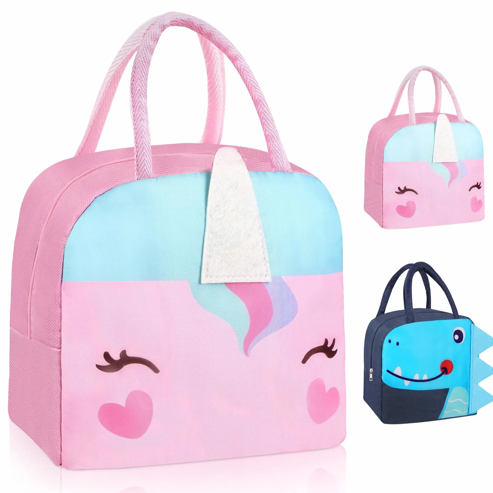 Aucuu Torba na lunch dla dzieci, torba termiczna, mini torba chłodząca, mała torba chłodząca 3D z kreskówkami, torba na lunch dla dzieci izolowana, torba na lunchbox przenośna torba chłodząca składana
