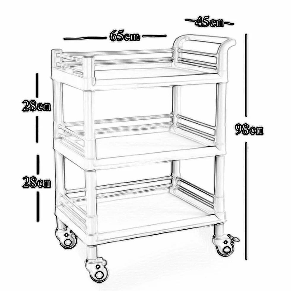 Ruchome Wózki, Gospodarstwa Domowego Serwowania 3-Półki Makeup Spa Z Kołach Rolniczych, Narzędzia, Szpital Sprzęt Medyczny Organizator Rack/White/65 * 45 * 98Cm