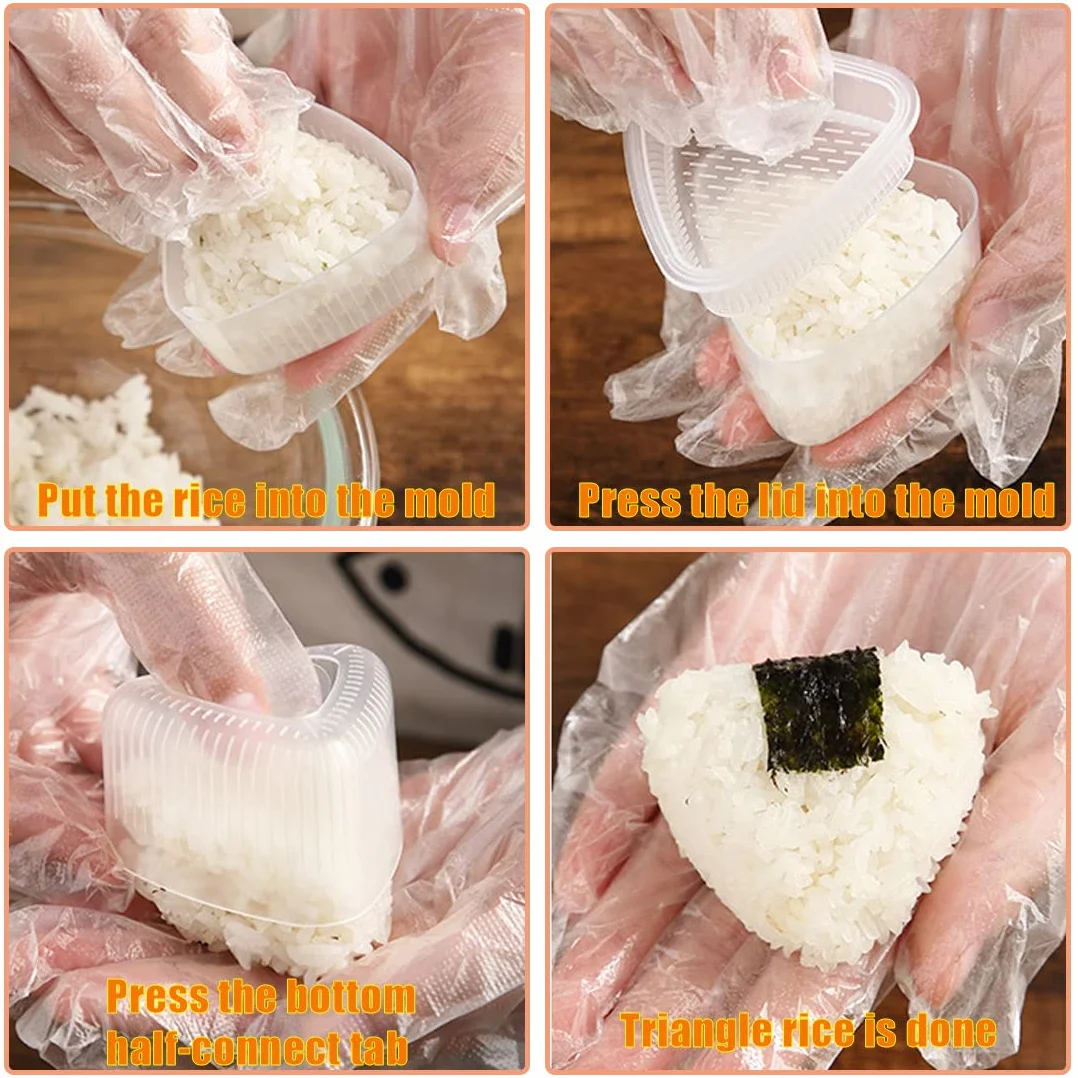 Zestaw do onigiri i sushi, 4-częściowy | Duże i małe trójkątne formy do DIY kuchni, imprezy dla początkujących