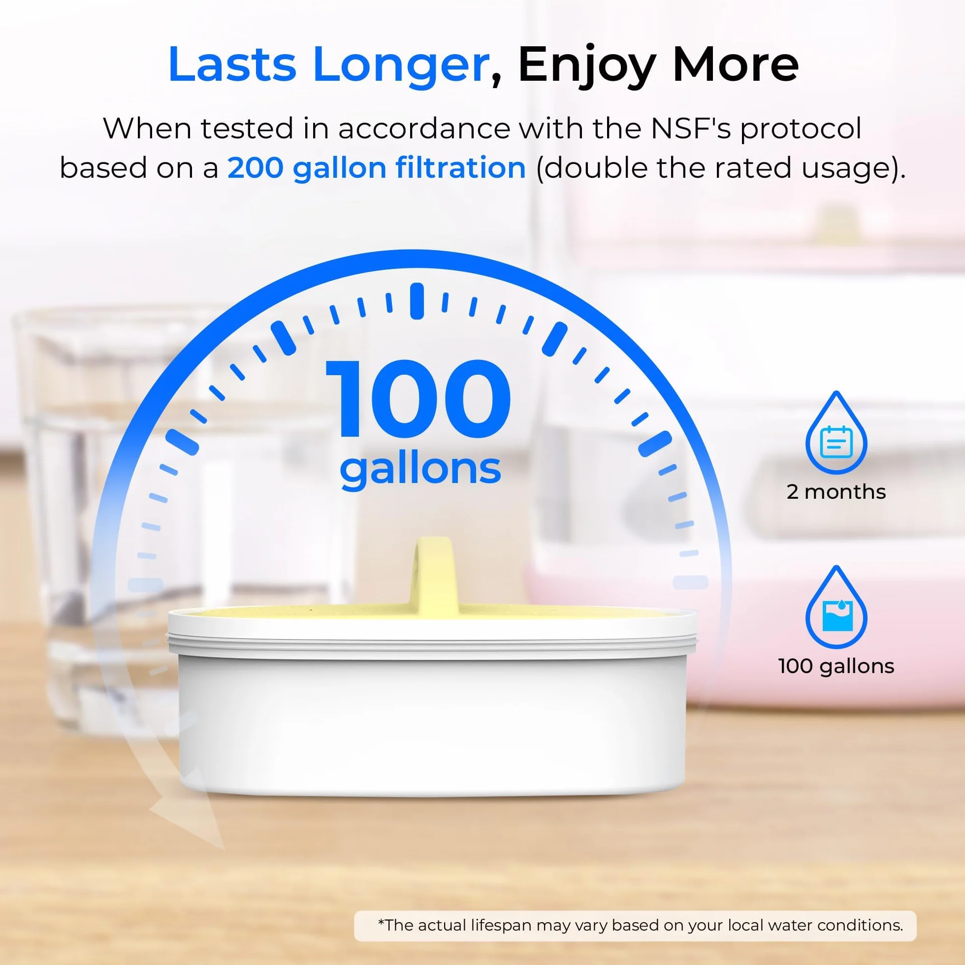 Waterdrop 𝐆𝐥𝐚𝐬 dzbanek z filtrem wody, 1,5L dzbanek z 2-miesięcznym filtrem, certyfikat NSF 53&42&372, Redukuje PFOA/PFOS, chlor, kadm, miedź, rtęć, WD-PT-72P