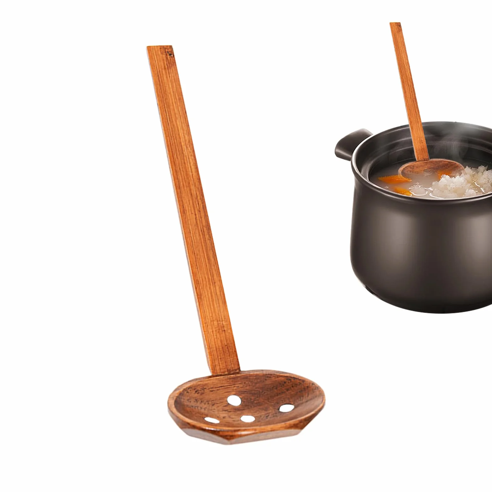 Japońska łyżka Ramen z naturalnego drewna gładka powierzchnia do serwowania zup